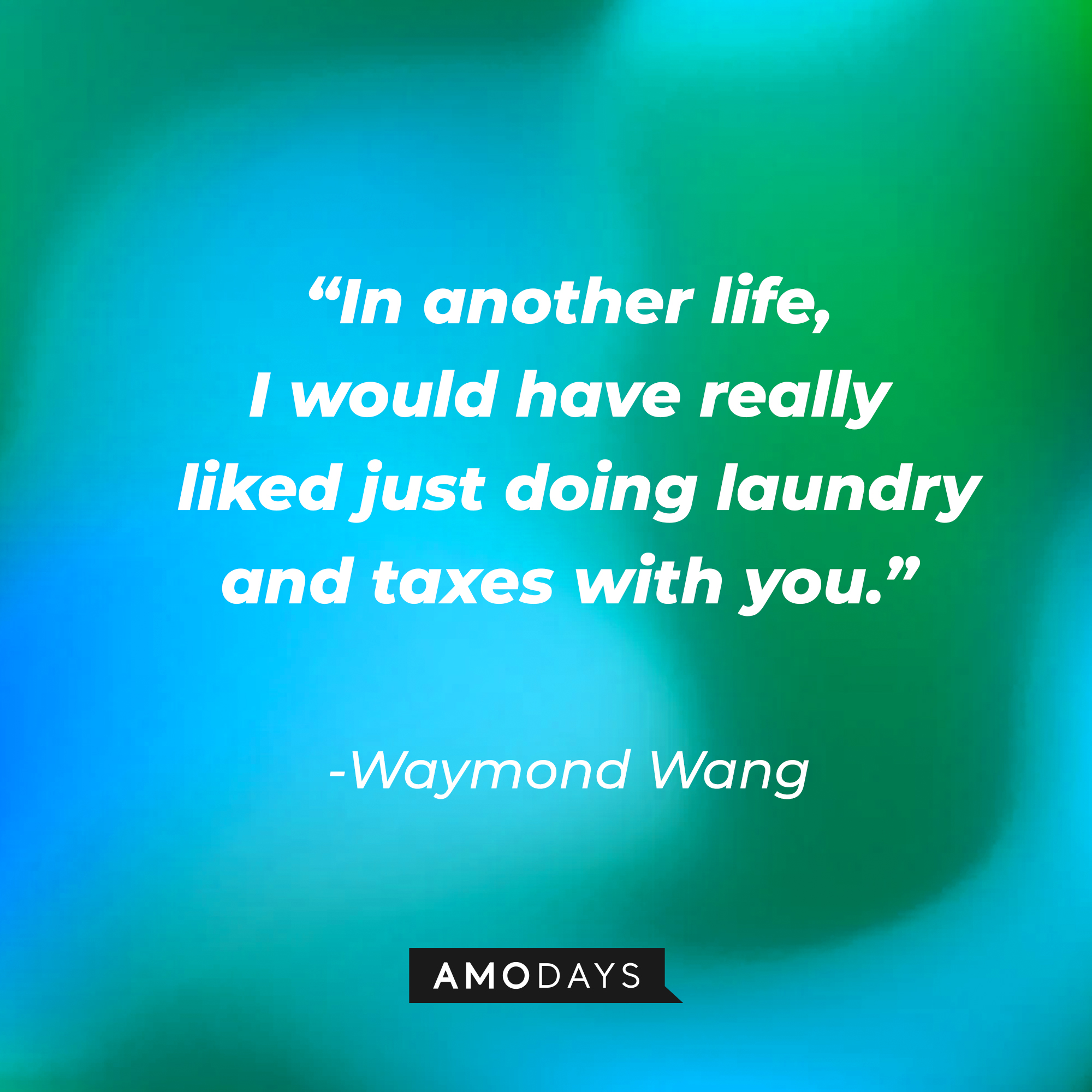 Waymond Wang’s quote: “In another life, I would have really liked just doing laundry and taxes with you.” |  Source: AmoDays