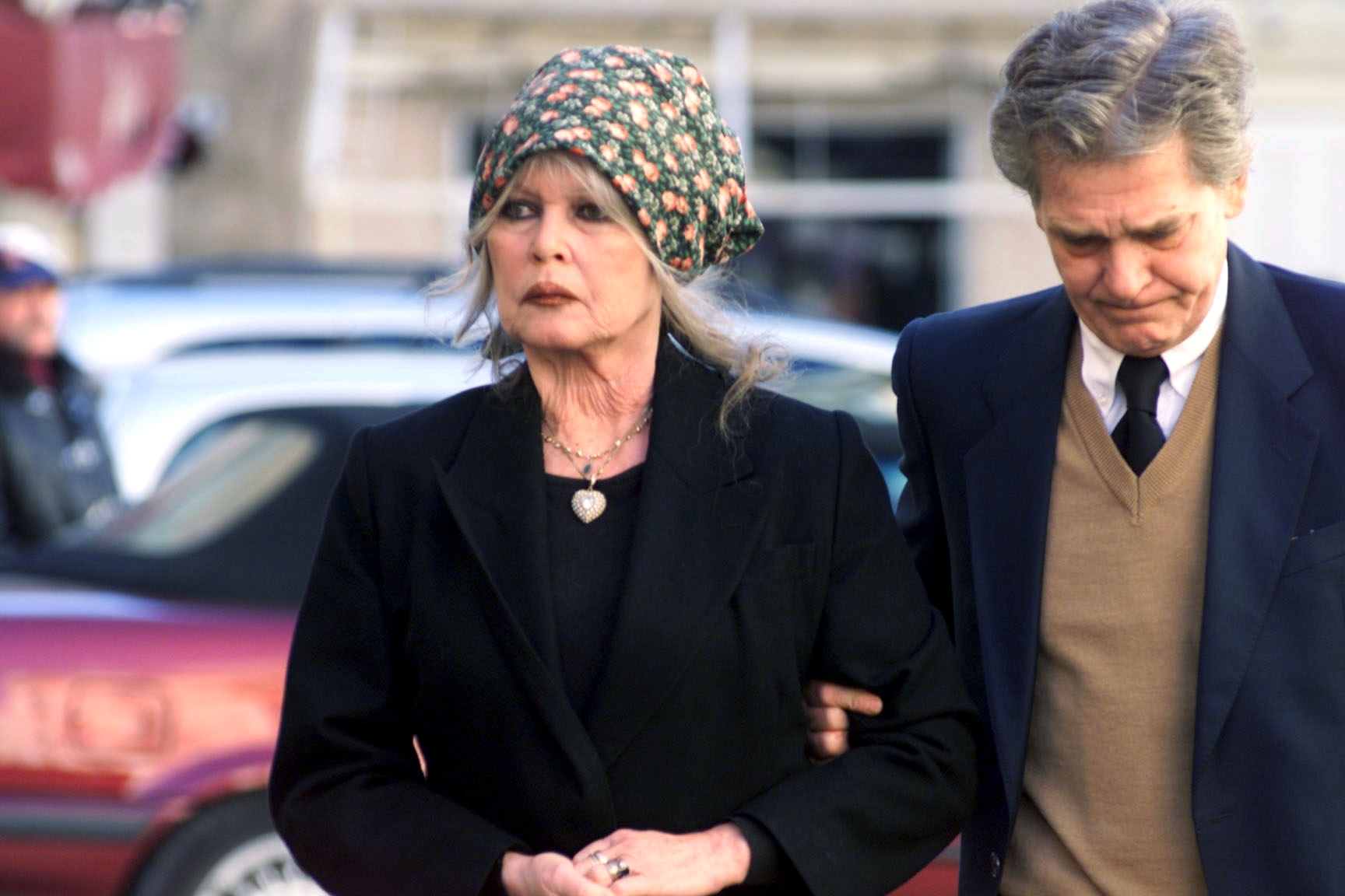 Brigitte Bardot and Bernard d'Ormale attending a funeral in 2000 in Saint Tropez. | Source: Getty Images