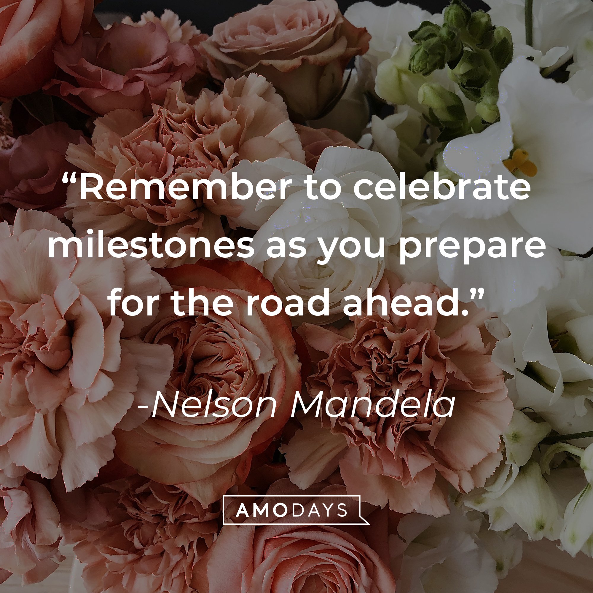  Nelson Mandela's quote: “Remember to celebrate milestones as you prepare for the road ahead.”  | Image: AmoDays