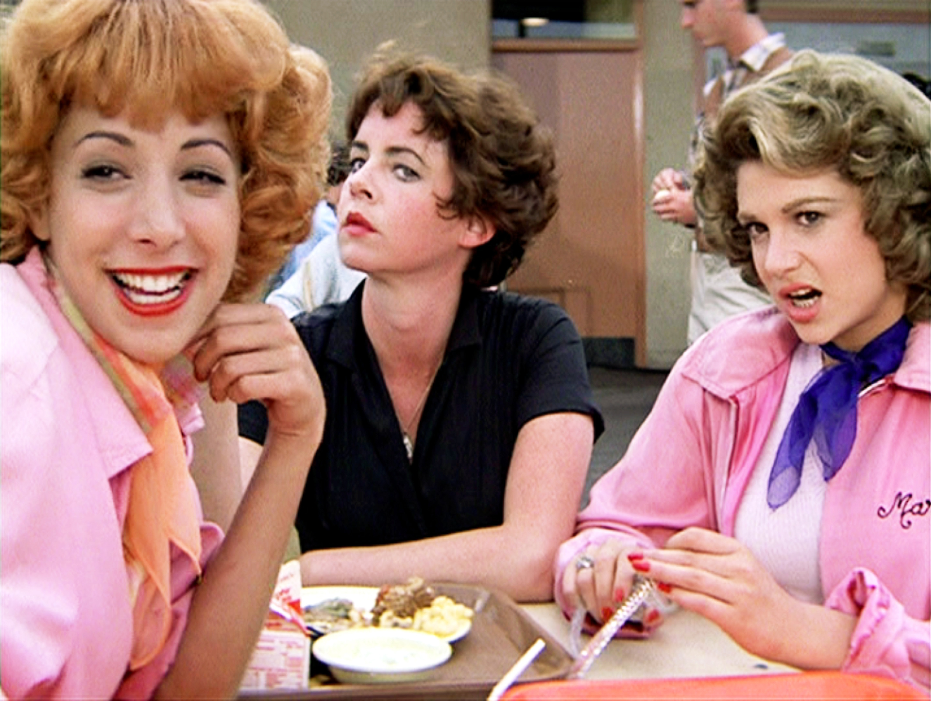 Didi Conn as Frenchy, Stockard Channing as Betty Rizzo, and Dinah Manoff as Marty Maraschino in "Grease" on June 16, 1978 | Source: Getty Images