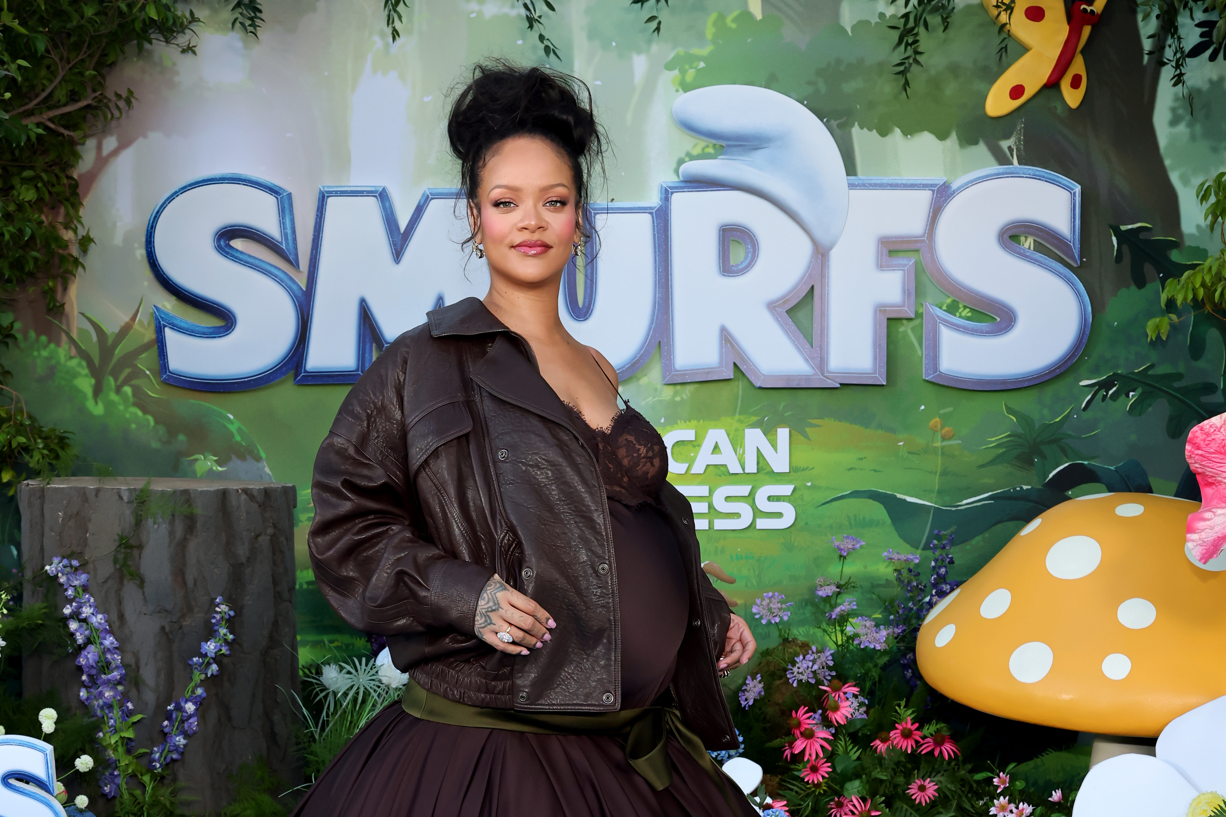 Rihanna attending the ''Smurfs'' premiere at Paramount Pictures Studios | Source: Getty Images