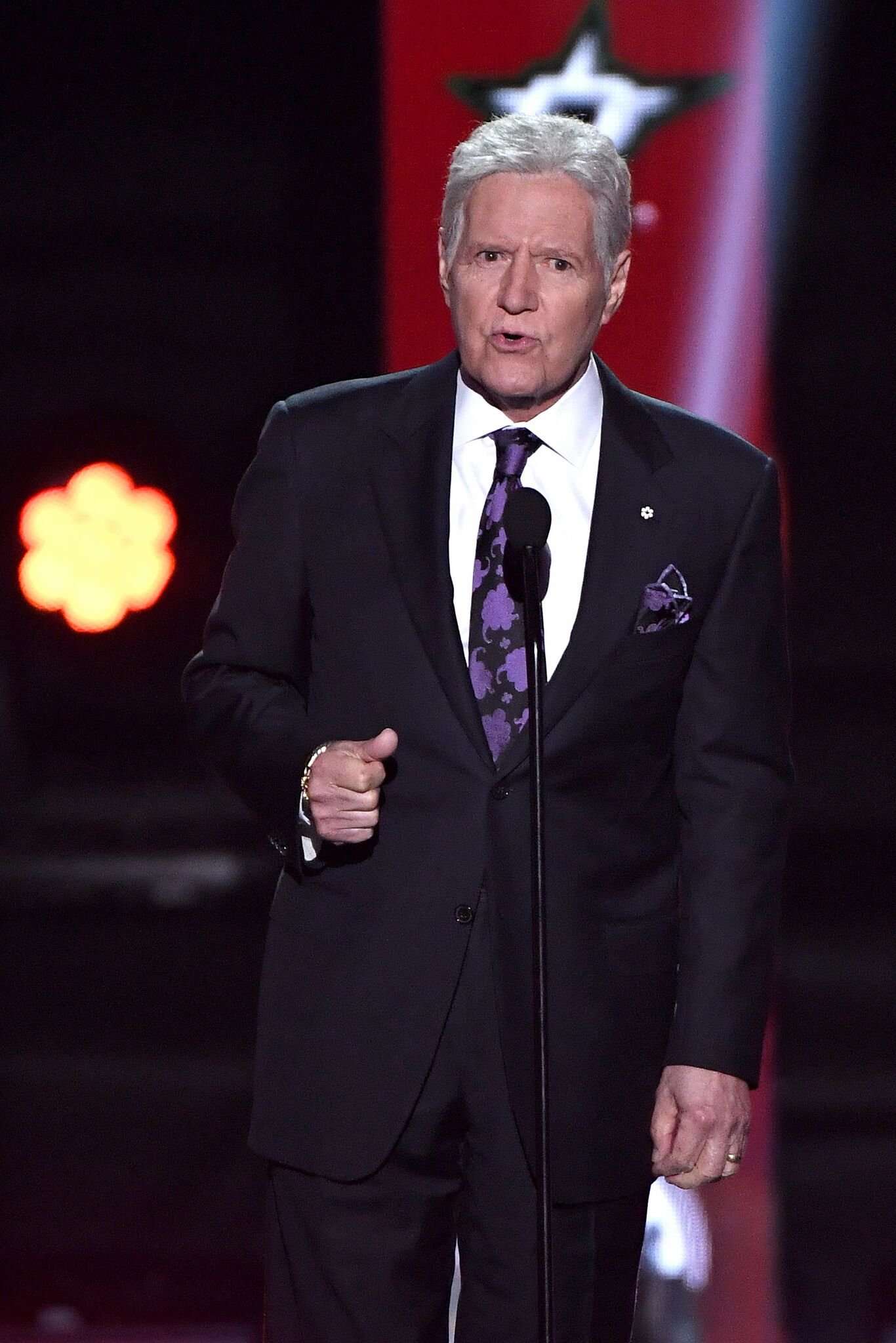 "Jeopardy!" host Alex Trebek presents the Hart Memorial Trophy during the 2019 NHL Awards at the Mandalay Bay Events Center | Getty Images