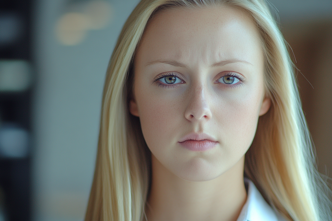 A woman looking straight ahead | Source: Midjourney