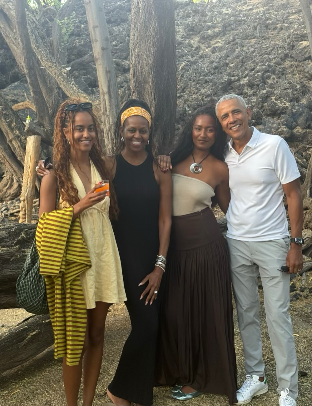 Michelle and Barack Obama with their daughters from a post dated June 10, 2025. | Source: Instagram/barackobama