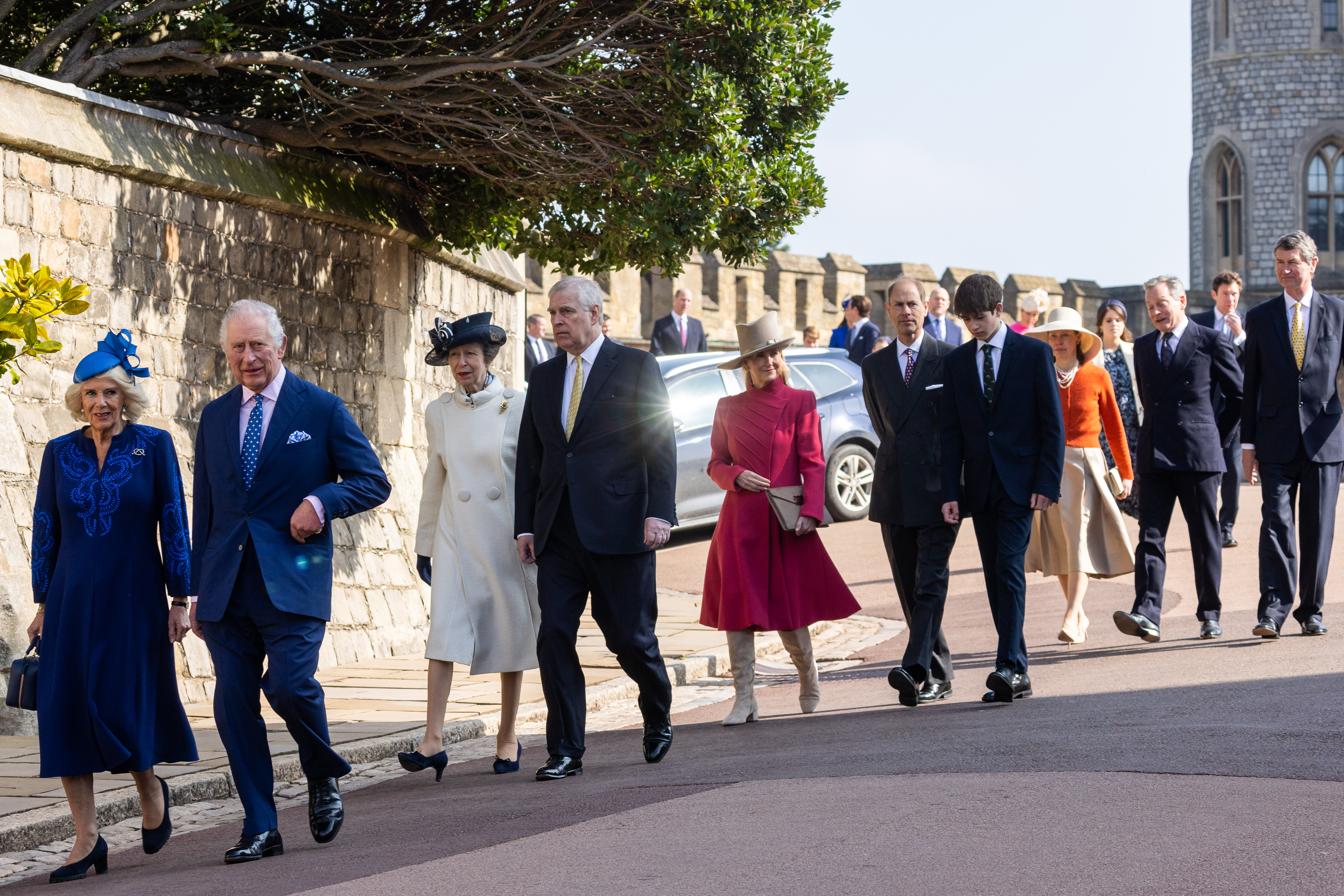 King Charles and Queen Camilla leading rest of the royal family during last year's Easter service on April 9, 2023 | Source: Getty Images