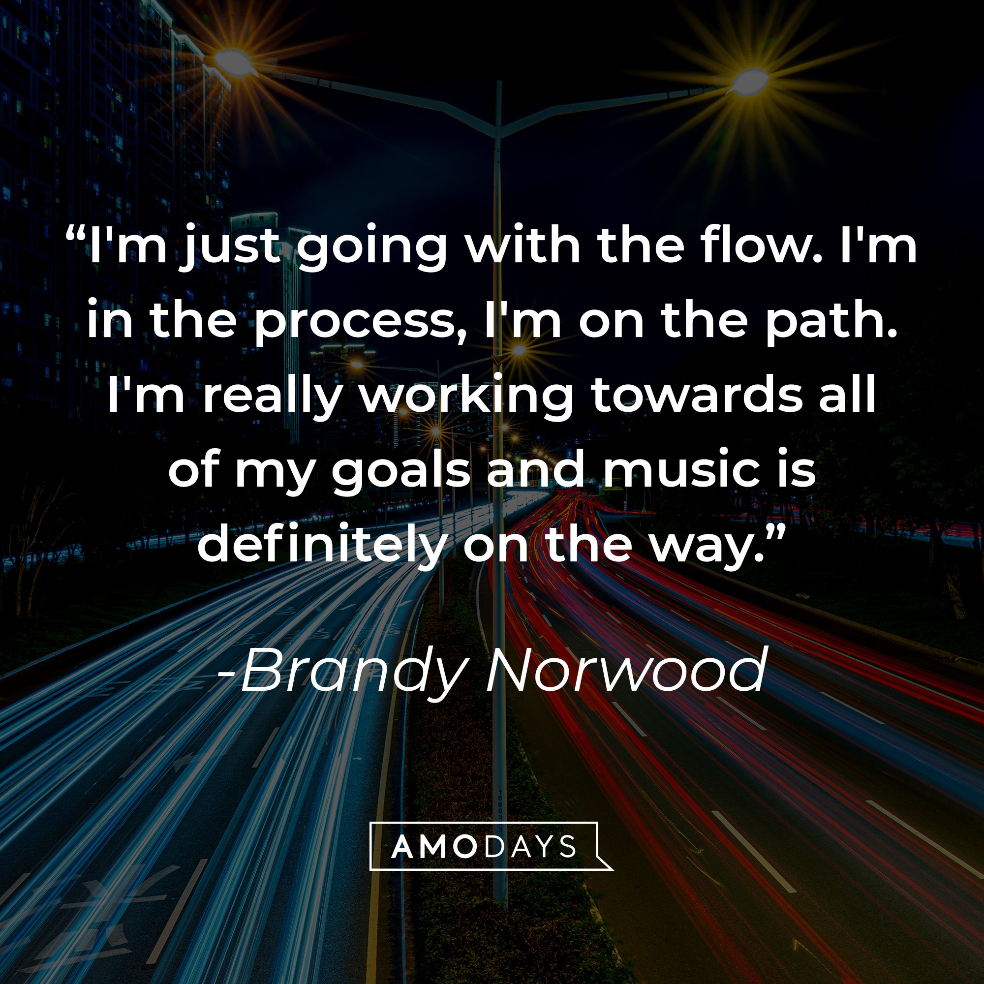 Brandy Norwood's quote: "I'm just going with the flow. I'm in the process, I'm on the path. I'm really working towards all of my goals and music is definitely on the way." | Image: AmoDays