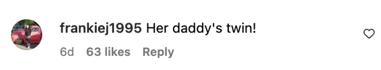 Fan comment about Tom Pelphrey and his daughter, dated November 25, 2023 | Source: Instagram/kaleycuoco