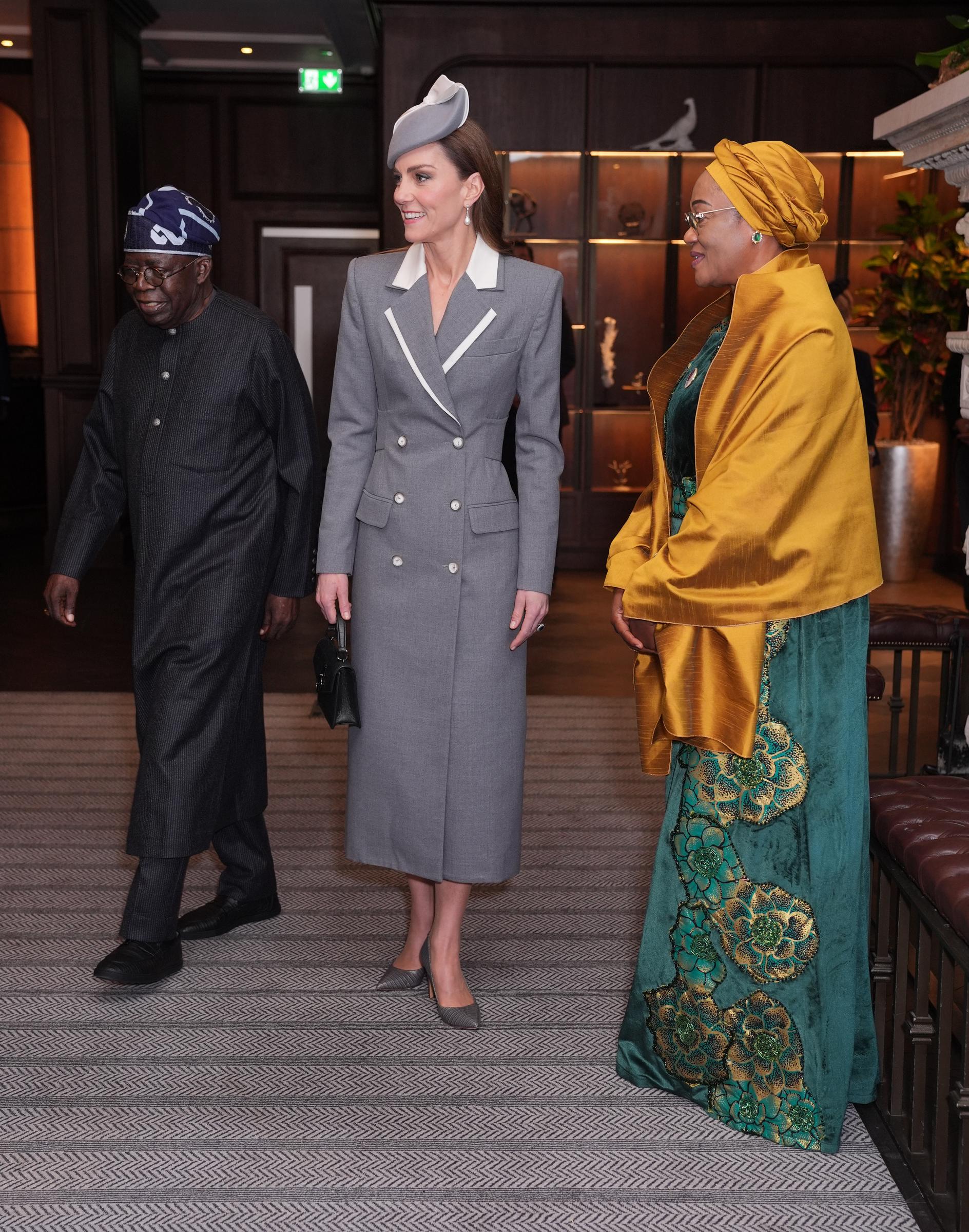 Catherine, Princess of Wales, speaks to First Lady Oluremi Tinubu as she and the Prince of Wales received the President of Nigeria, Bola Ahmed Tinubu, on March 18, 2026, in Windsor, England | Source: Getty Images