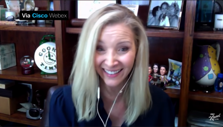 Lisa Kudrow's office as seen in a video dated May 27, 2020 | Source: youtube.com/JimmyKimmelLive
