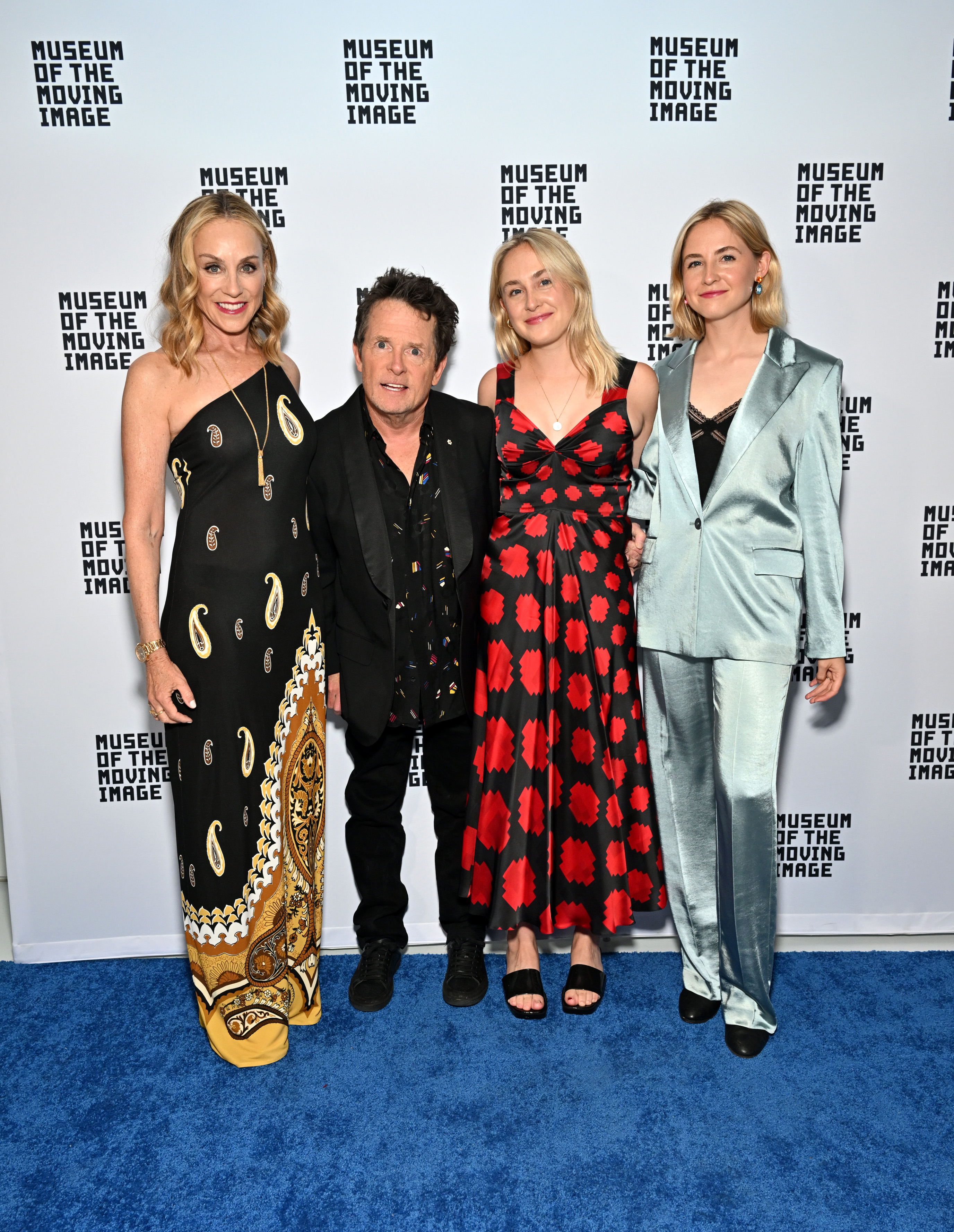 Tracy Pollan, Michael J. Fox, and their twin daughters at Museum of the Moving Image's 2023 Spring Moving Image Awards at Museum of Moving Image on June 06, 2023 | Source: Getty Images