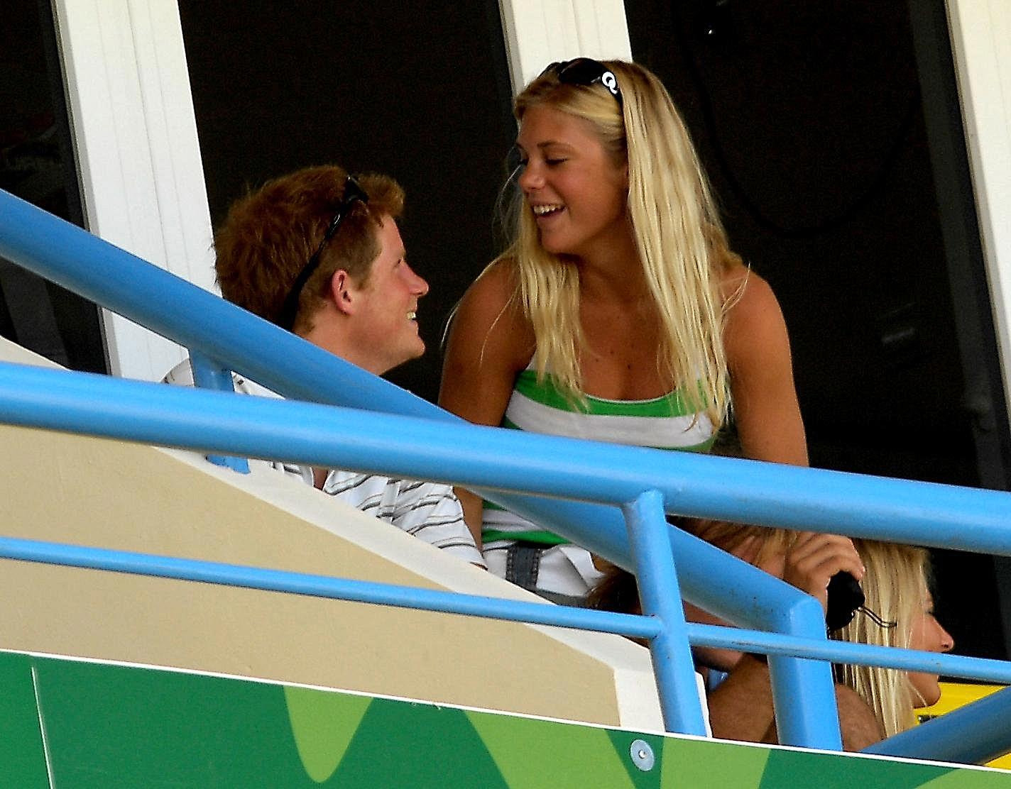 Prince Harry and girlfriend Chelsy Davy in the stands during the ICC Cricket World Cup Super Eight match at the Sir Vivian Richards Stadium, North Sound, Antigua. | Source: Getty Images