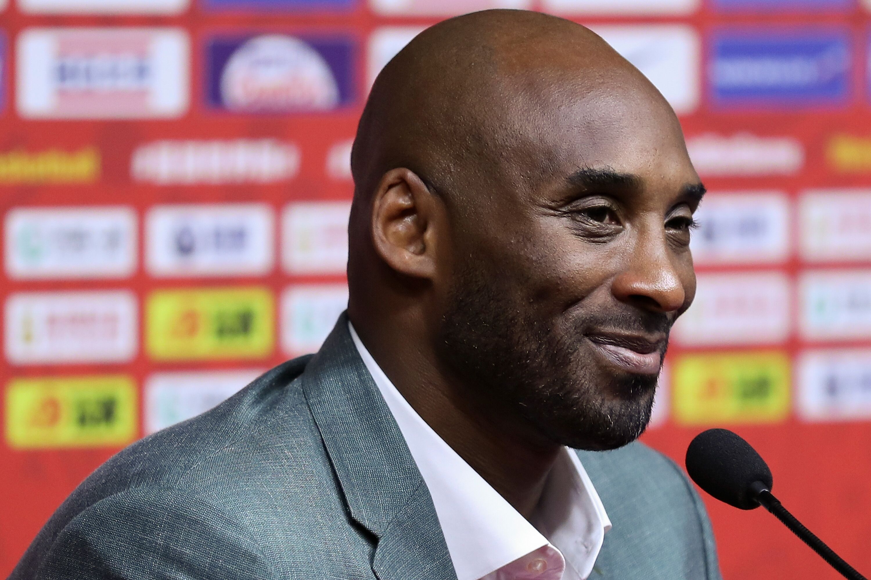 Kobe Bryant talks to the media after the game of Team Spain against Team Australia during the semi-finals of 2019. | Source: Getty Images