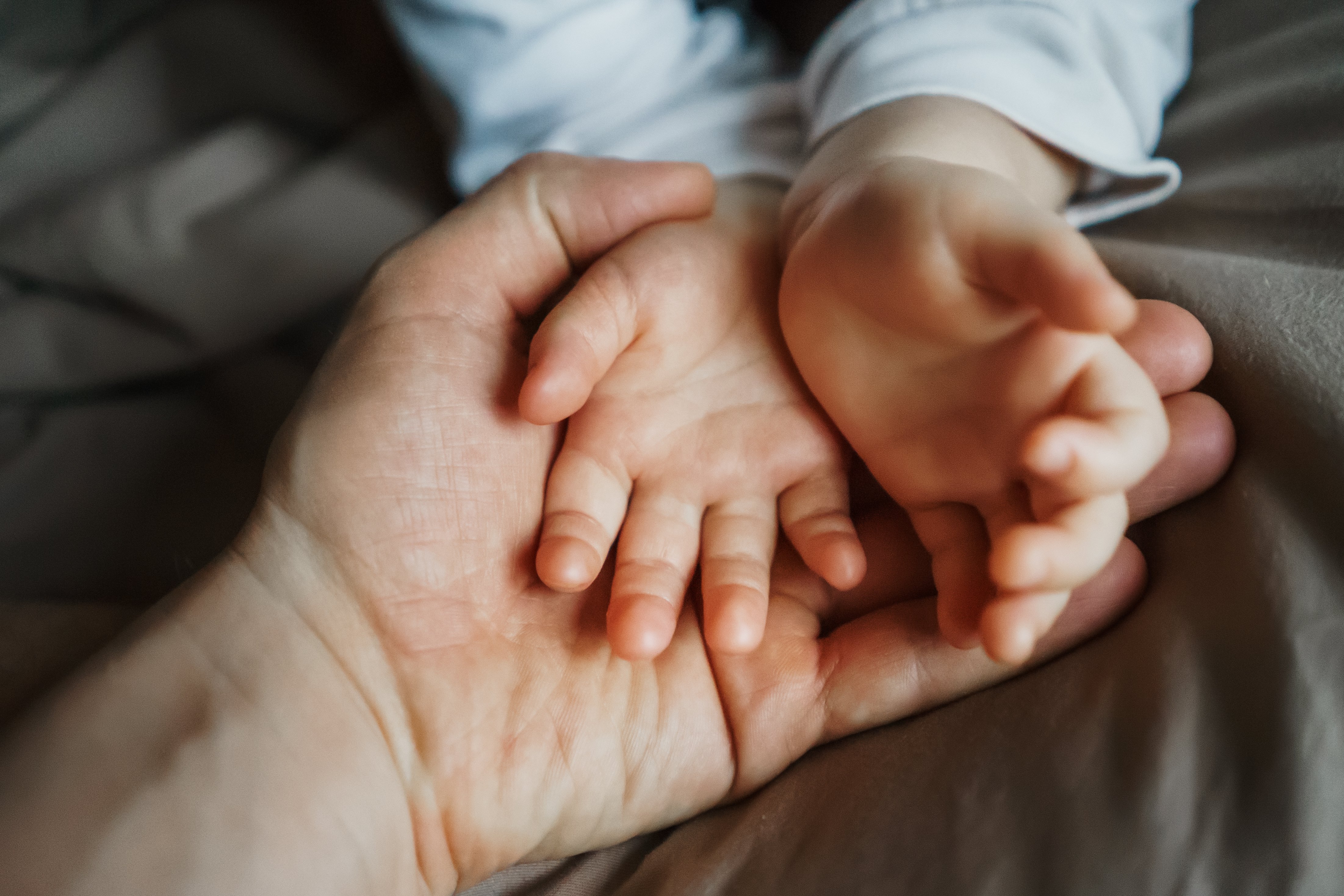 Manos de bebé en manos de papá. | Foto: Shutterstock