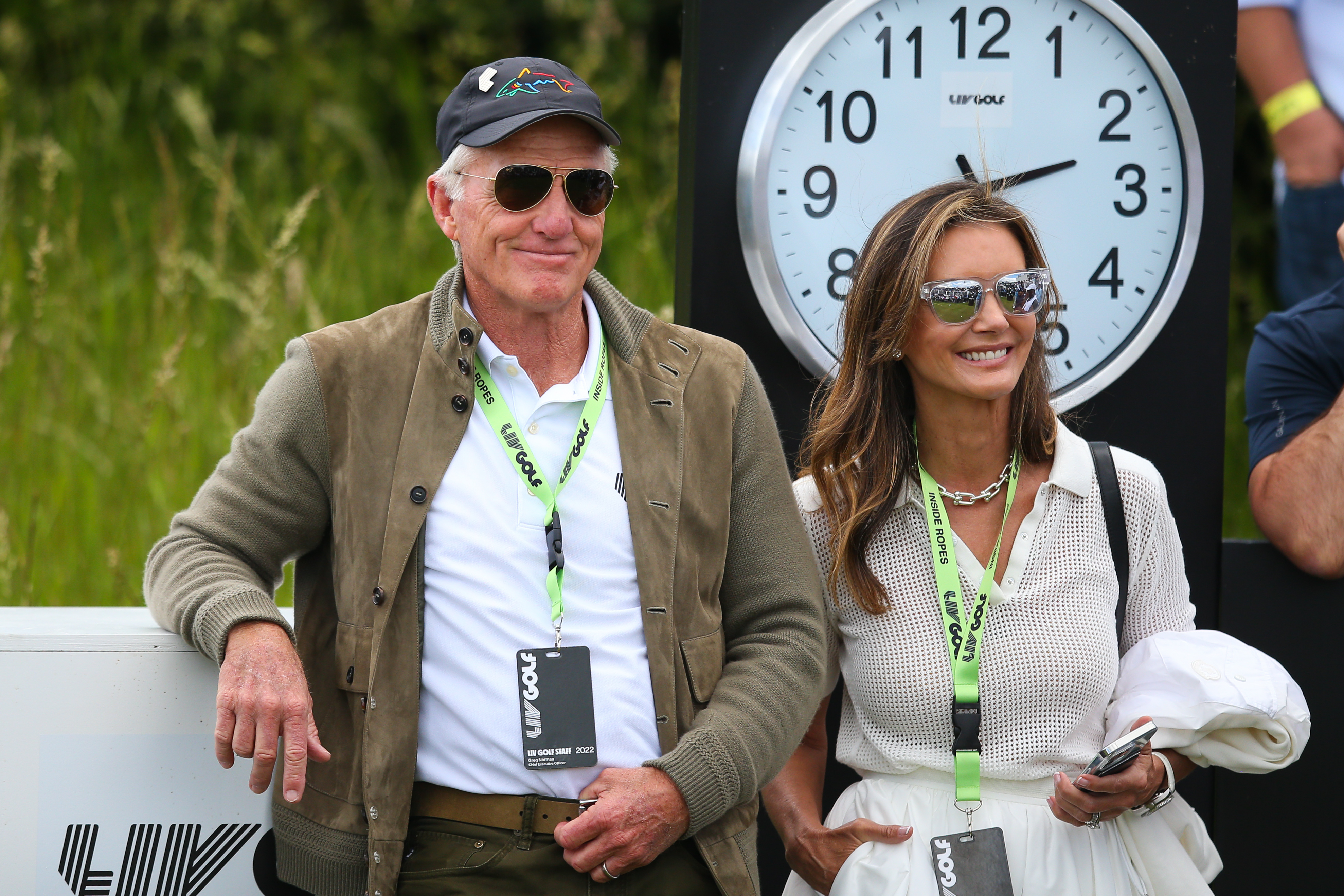 Greg Norman with wife Kirsten Kutner at The Centurion Club on June 11, 2022, in St Albans, England. | Source: Getty Images