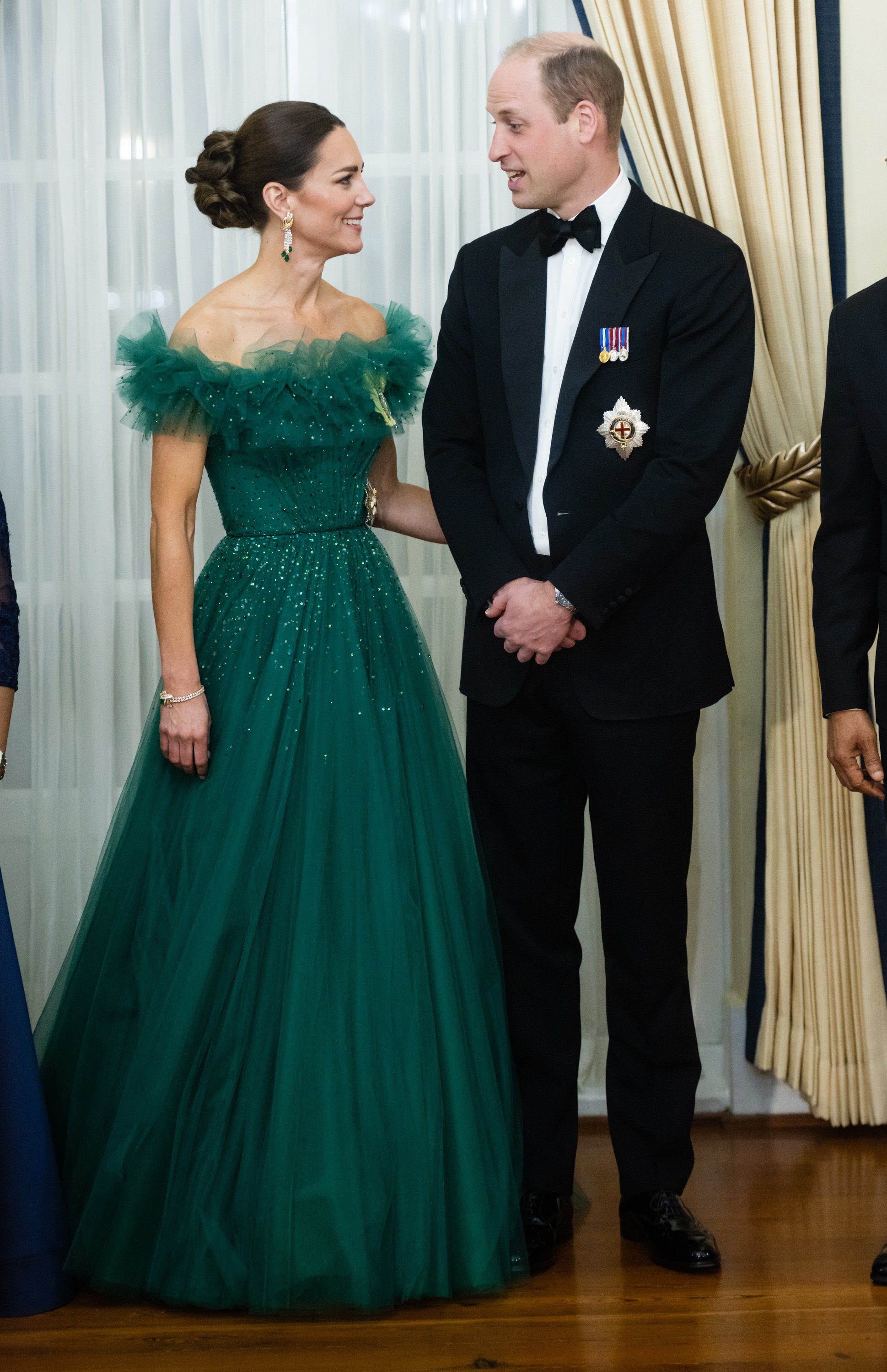 Catherine, Duchess of Cambridge and Prince William, Duke of Cambridge attend a dinner hosted by the Governor General of Jamaica at King's House on March 23, 2022 in Kingston, Jamaica.  |  Source: Getty Images