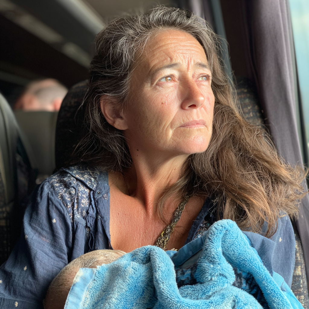 A woman sitting on a bus | Source: Midjourney