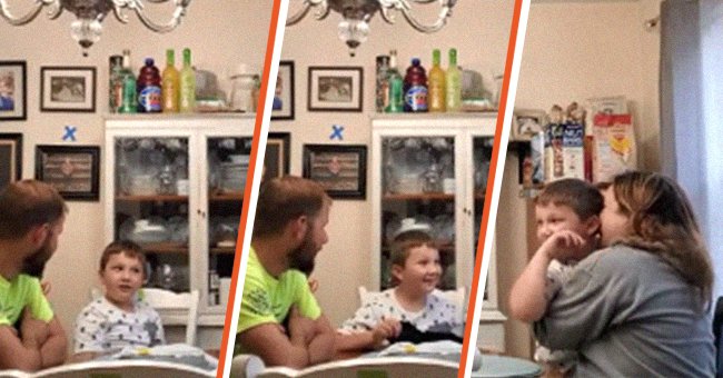 A child reacts emotionally after he finds out he is going to be a big brother | Photo: TikTok/ria32184