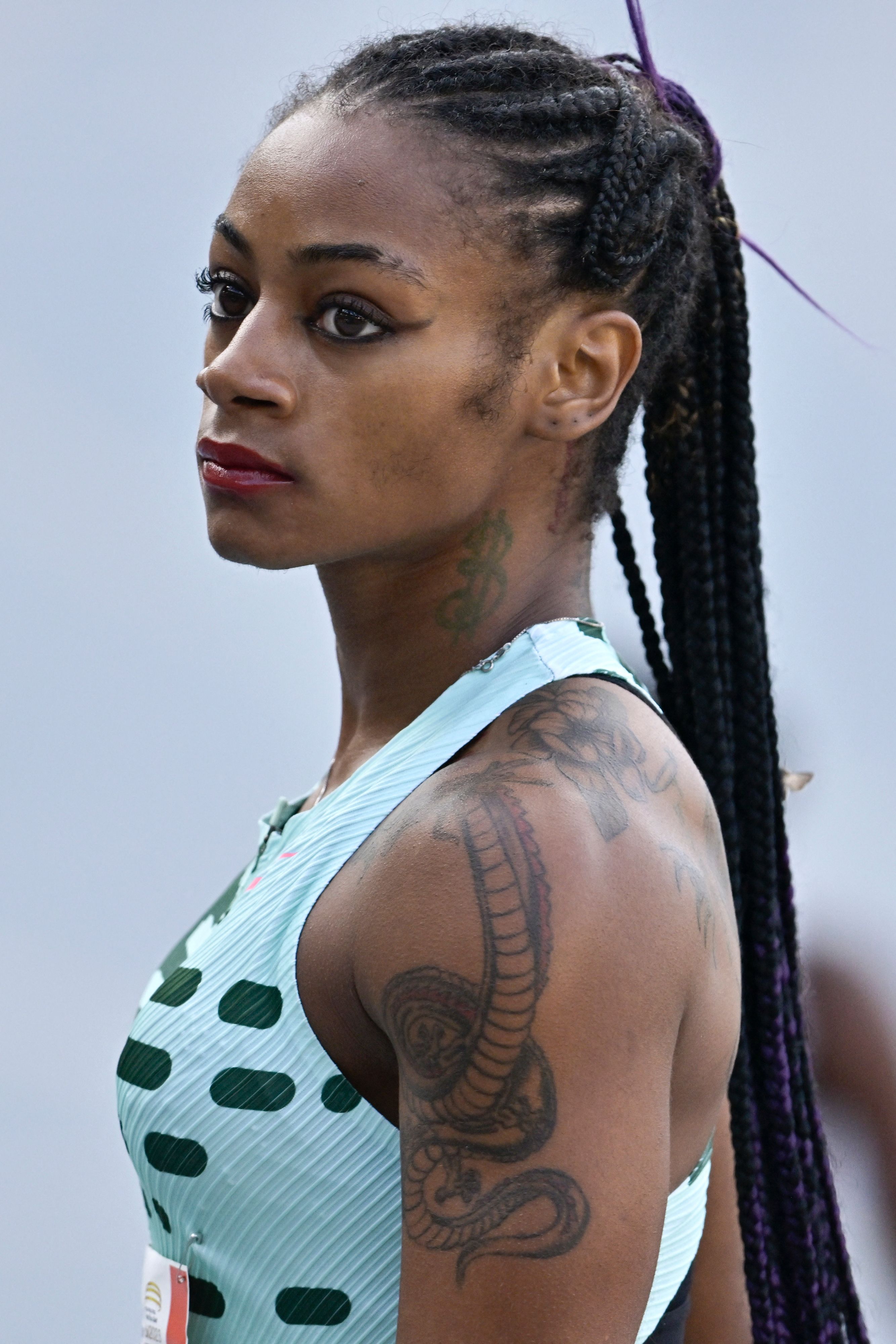 Sha'Carri Richardson looks on after winning the 200m Women's event during the Kip Keino Classic Continental Tour on May 13, 2023, in Nairobi. | Source: Getty Images