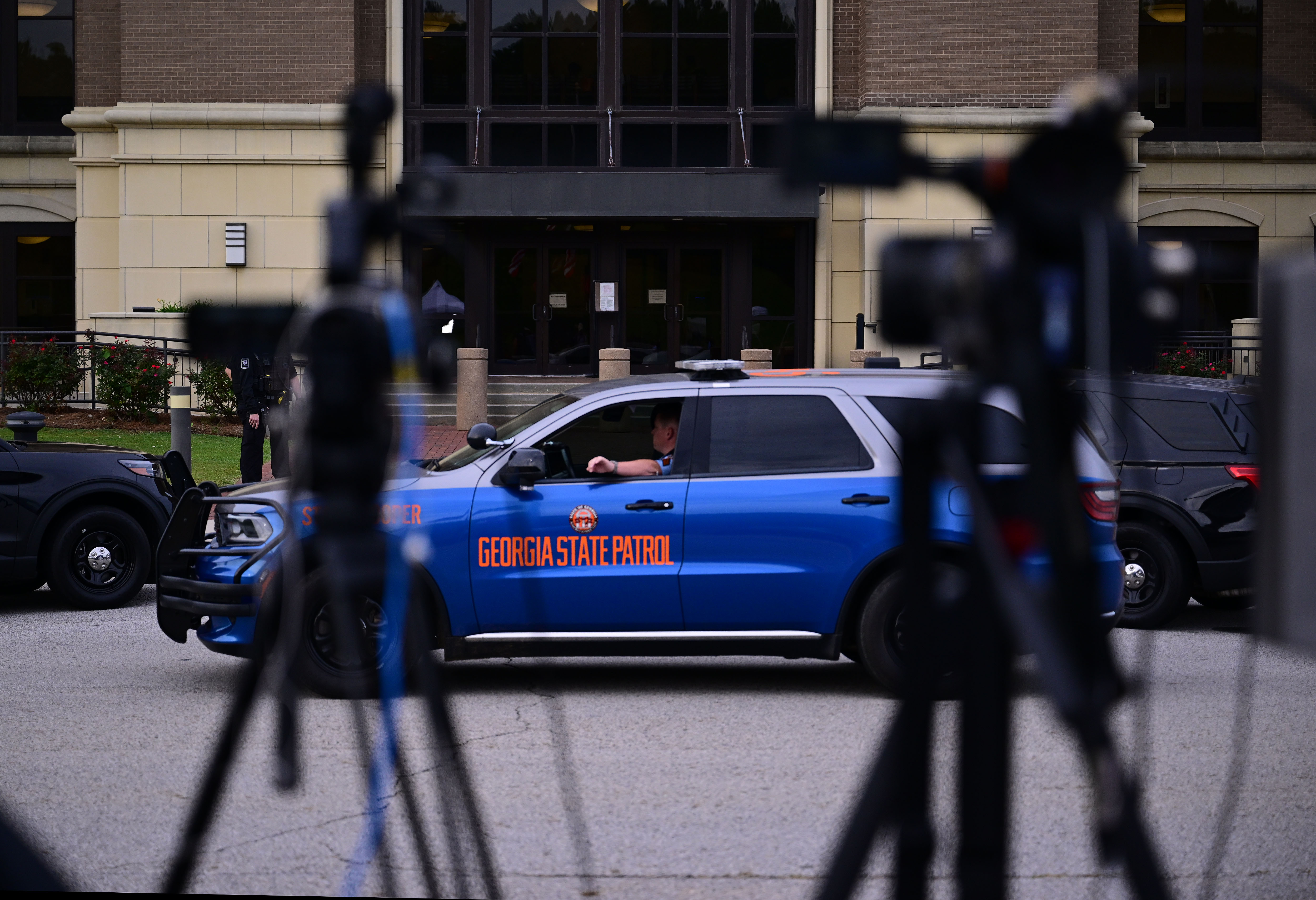 Georgia State Patrol drives on the street. | Source: Getty Images