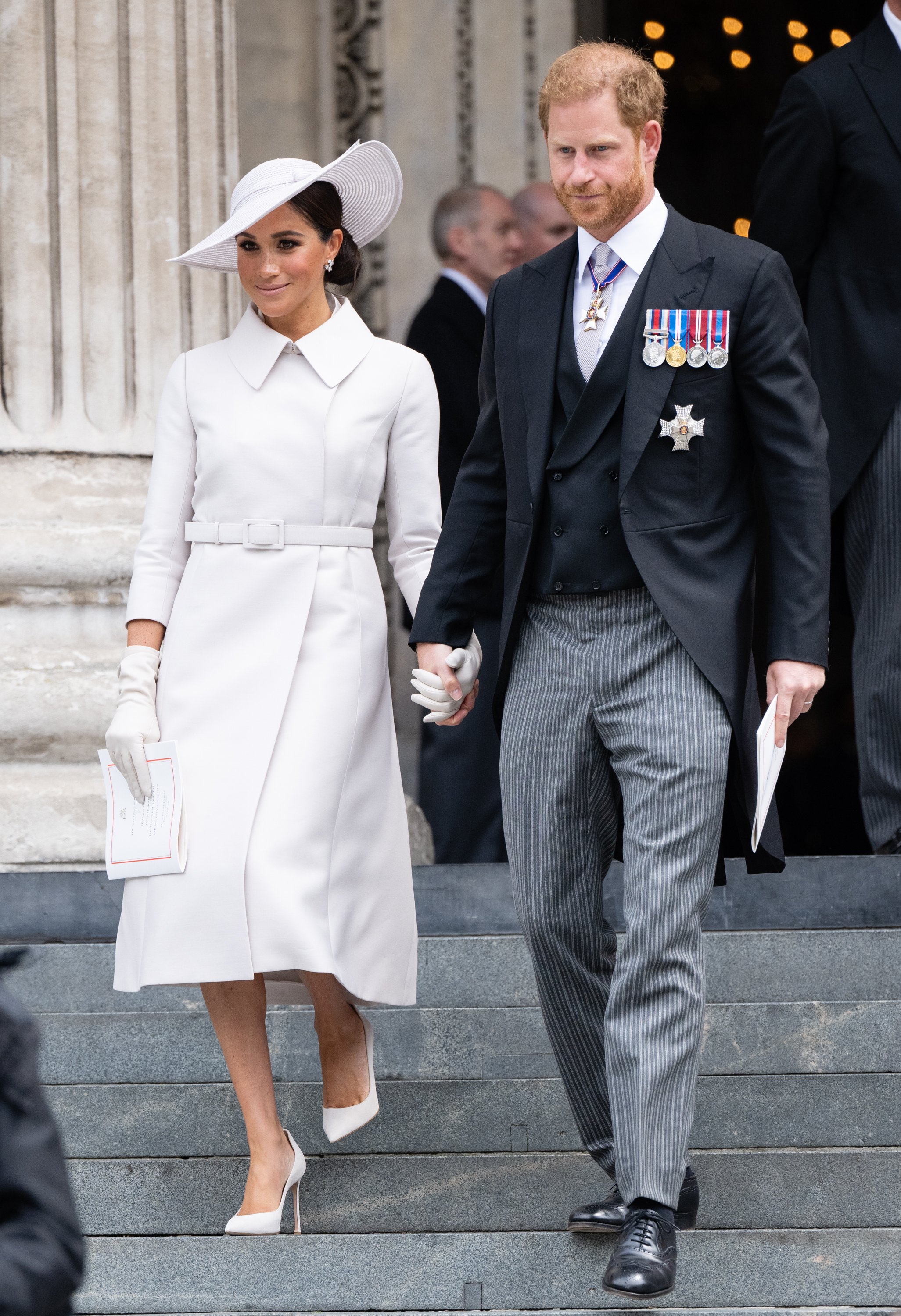 Meghan, duquesa de Sussex y el príncipe Harry, duque de Sussex asisten al Servicio Nacional de Acción de Gracias en la Catedral de San Pablo el 3 de junio de 2022 | Foto: Getty Images