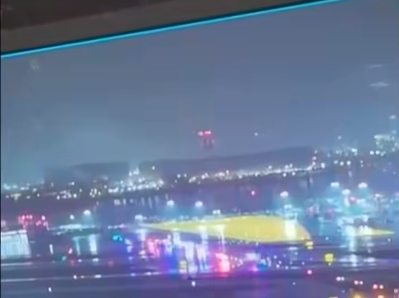 A view of the moment seconds before the plane crashed into a fire truck at LaGuardia Airport, posted on March 23, 2026. | Source: Facebook/New York Post