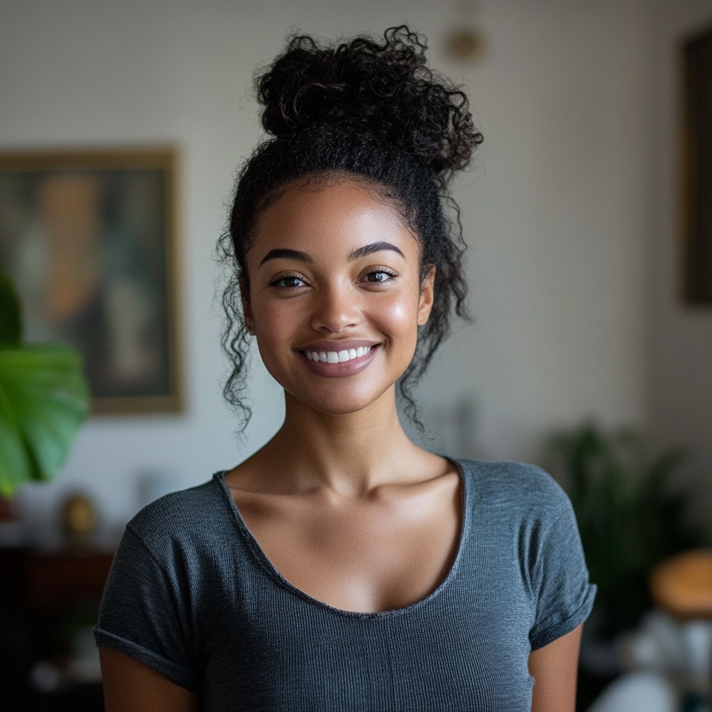 A smiling black woman | Source: Midjourney