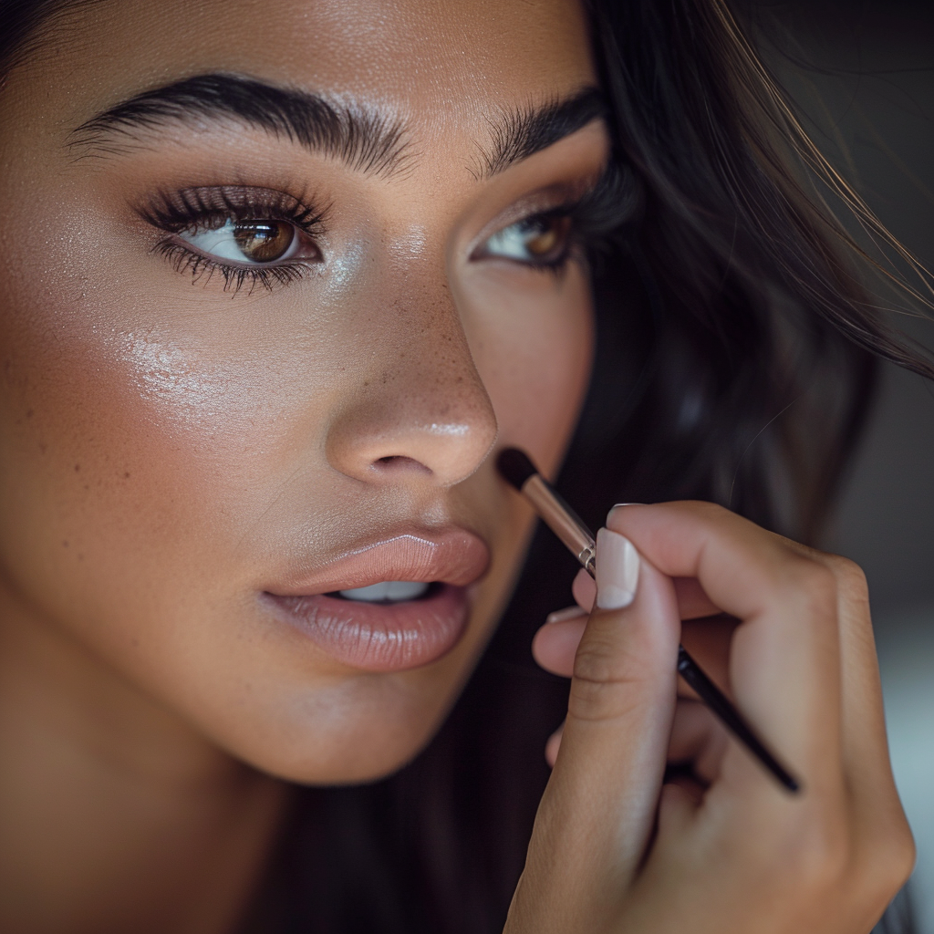 A woman doing her makeup | Source: Midjourney