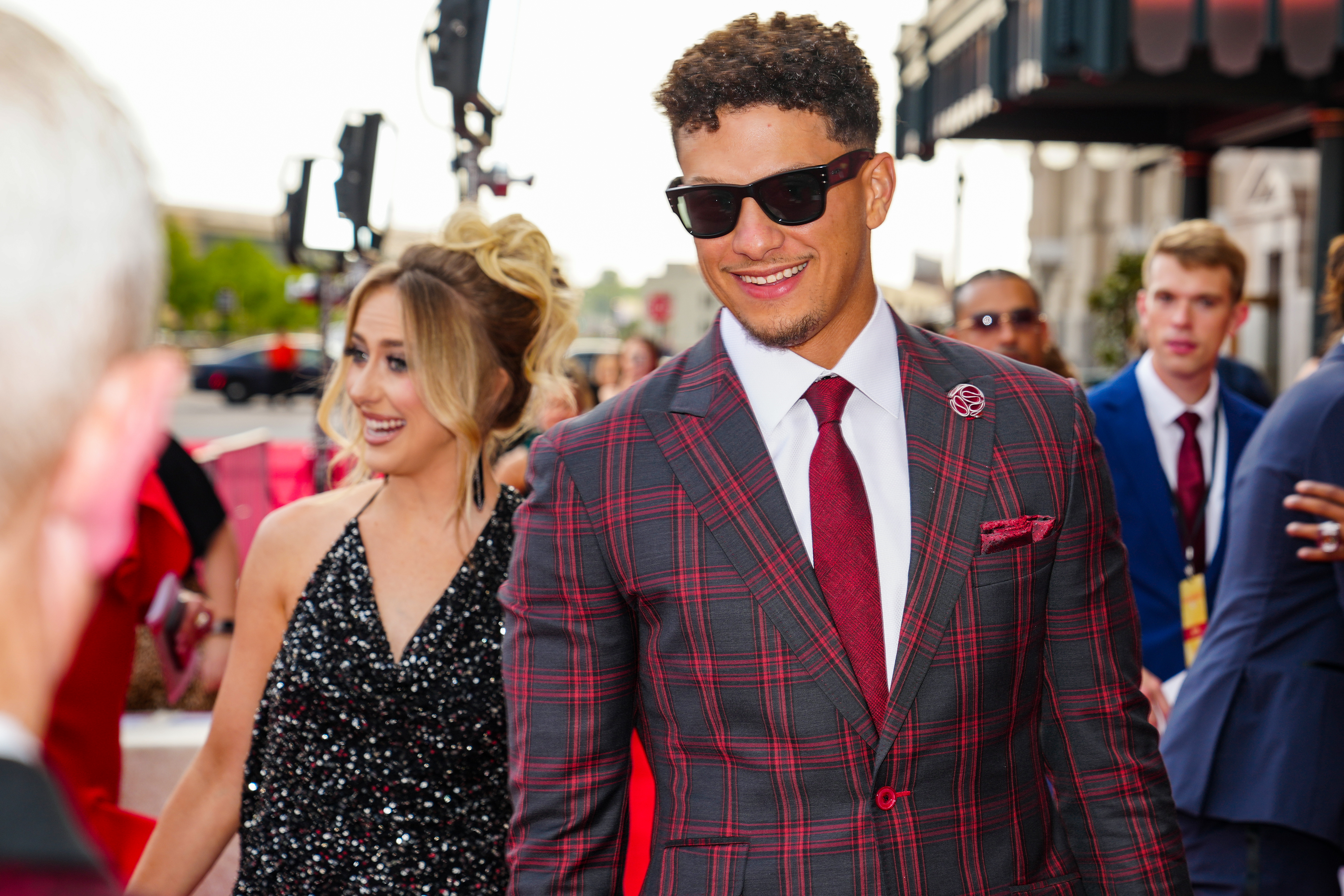 Patrick Mahomes and his wife Brittany grace the red carpet at the Kansas City Chiefs' ring ceremony on June 15, 2023, in Kansas City, Missouri | Source: Getty Images