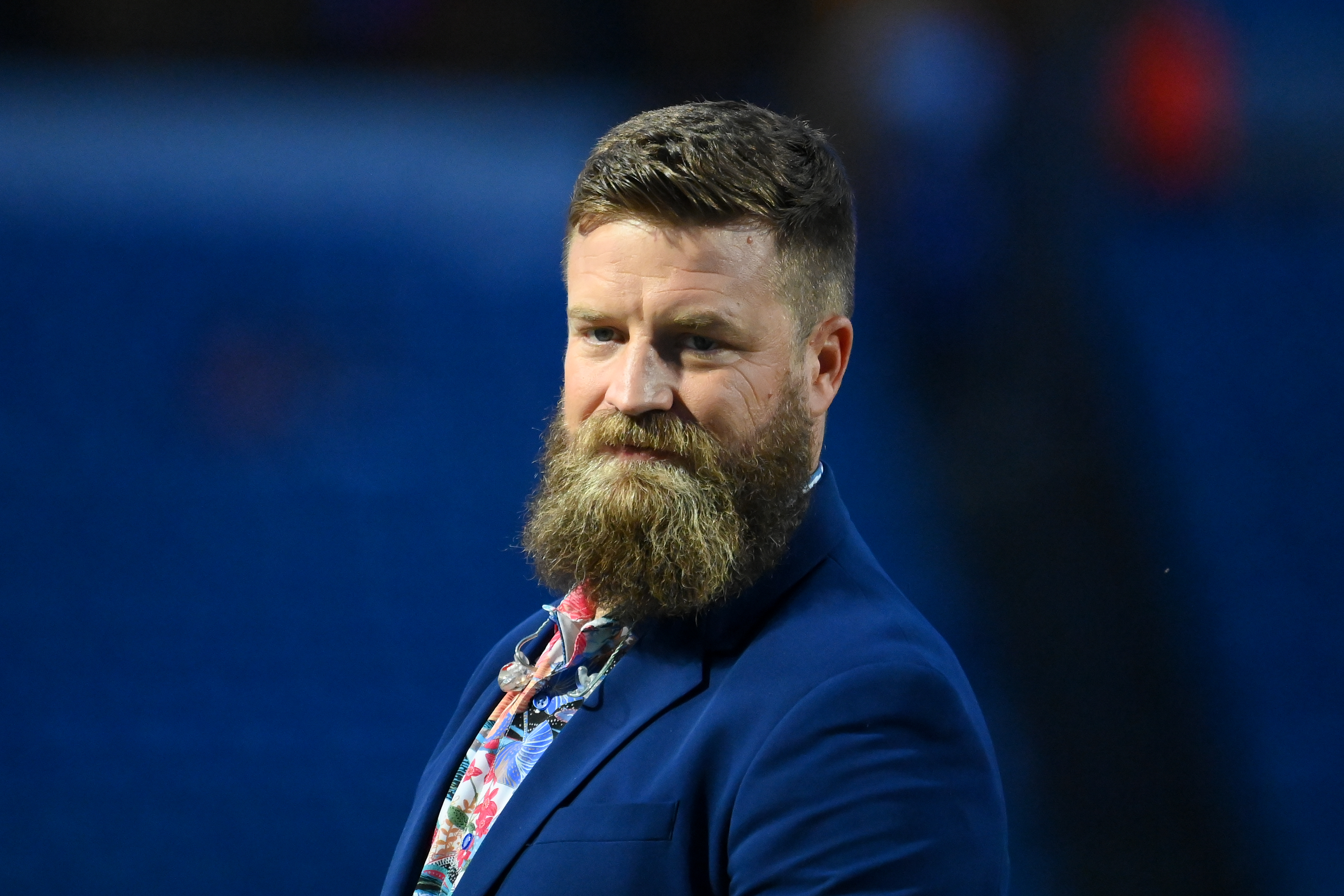 Ryan Fitzpatrick at a football game at Highmark Stadium on October 26, 2023, in Orchard Park, New York | Source: Getty Images
