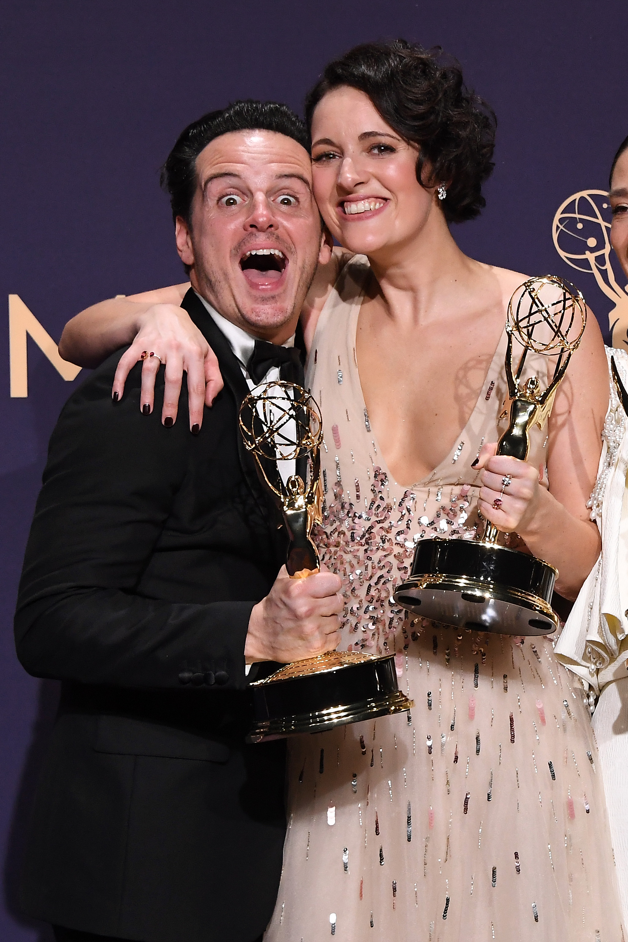 Andrew Scott, and Phoebe Waller-Bridge winners of the Outstanding Comedy Series award for 'Fleabag,' pose in the press room during the 71st Emmy Awards at Microsoft Theater on September 22, 2019, in Los Angeles, California | Source: Getty Images