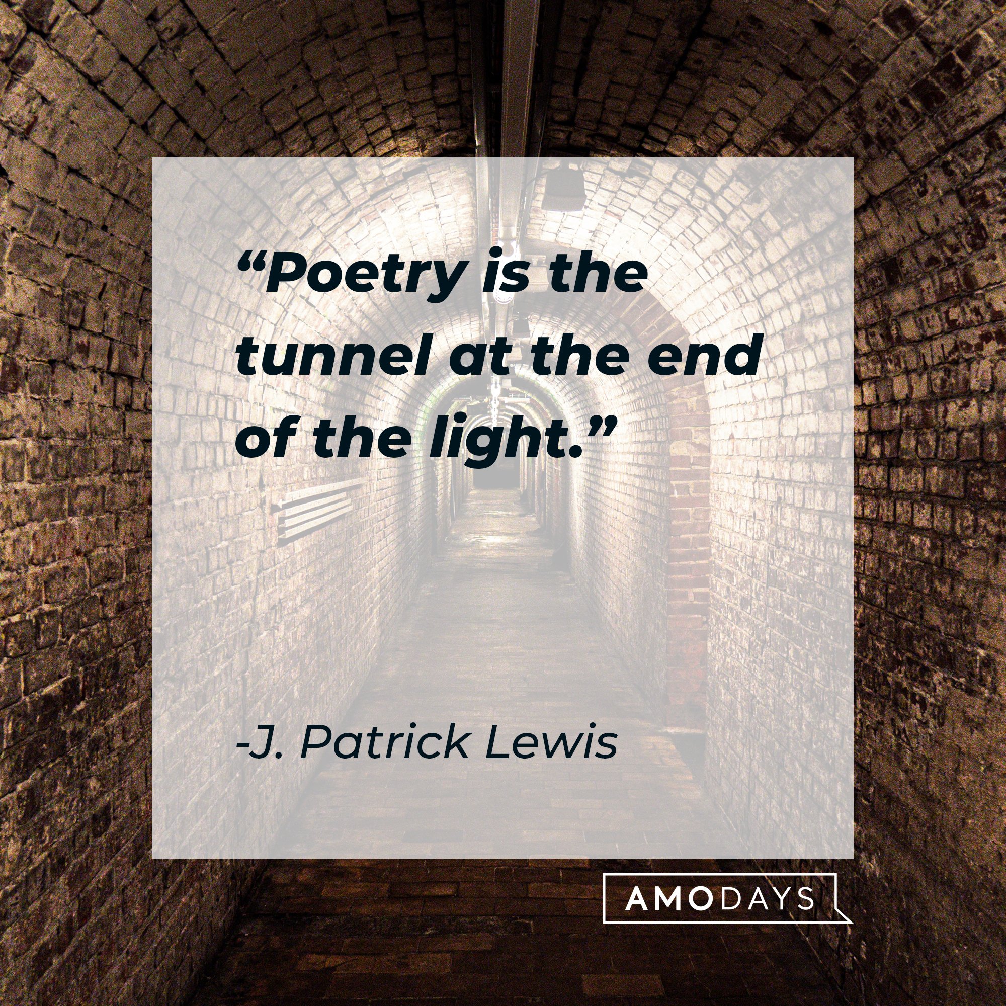 J. Patrick Lewis’ quote: "Poetry is the tunnel at the end of the light.” | Image: AmoDays