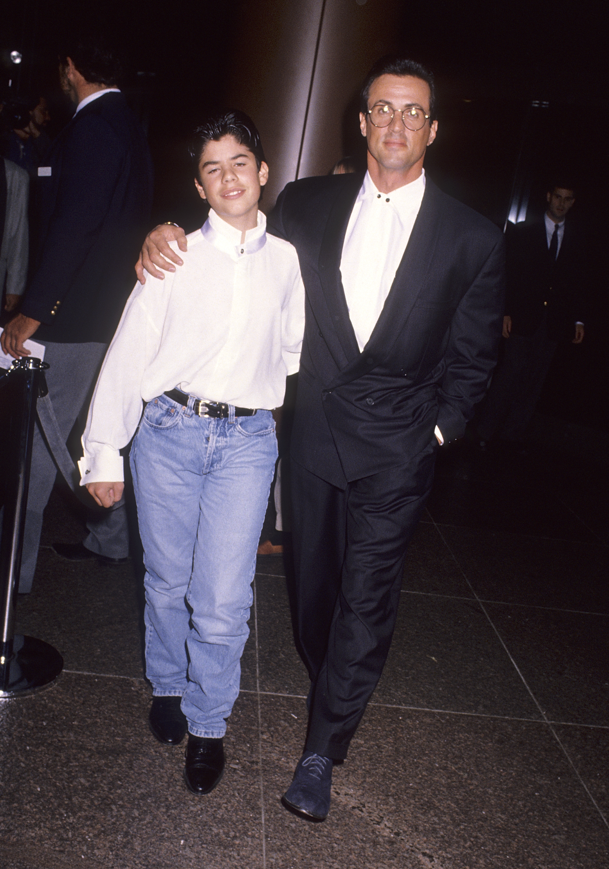 Sage and Sylvester Stallone at the "Rocky V" West Hollywood premiere on November 30, 1990, in California | Source: Getty Images