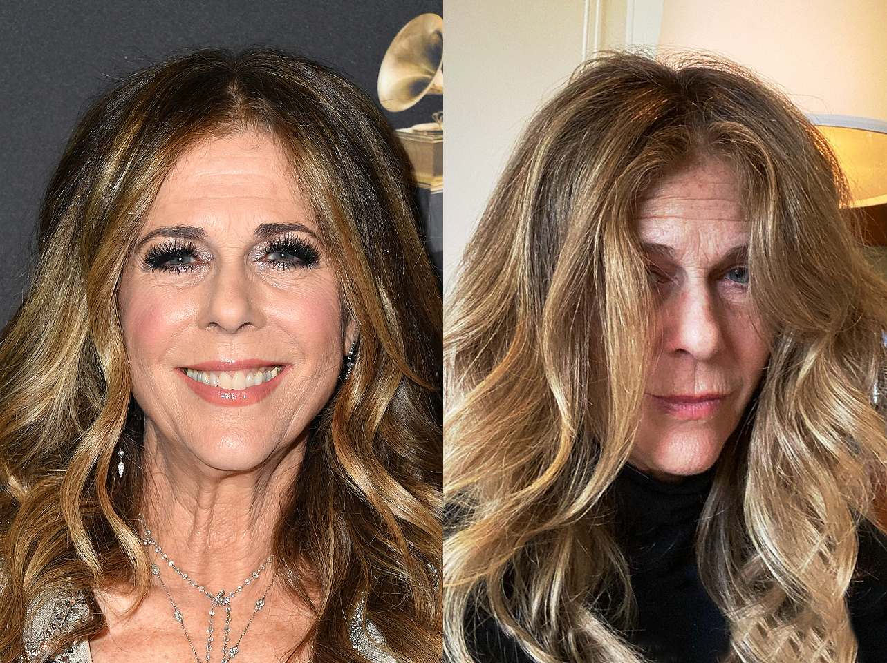 Rita Wilson with makeup vs without makeup | Source: Getty Images | Instagram/ritawilson