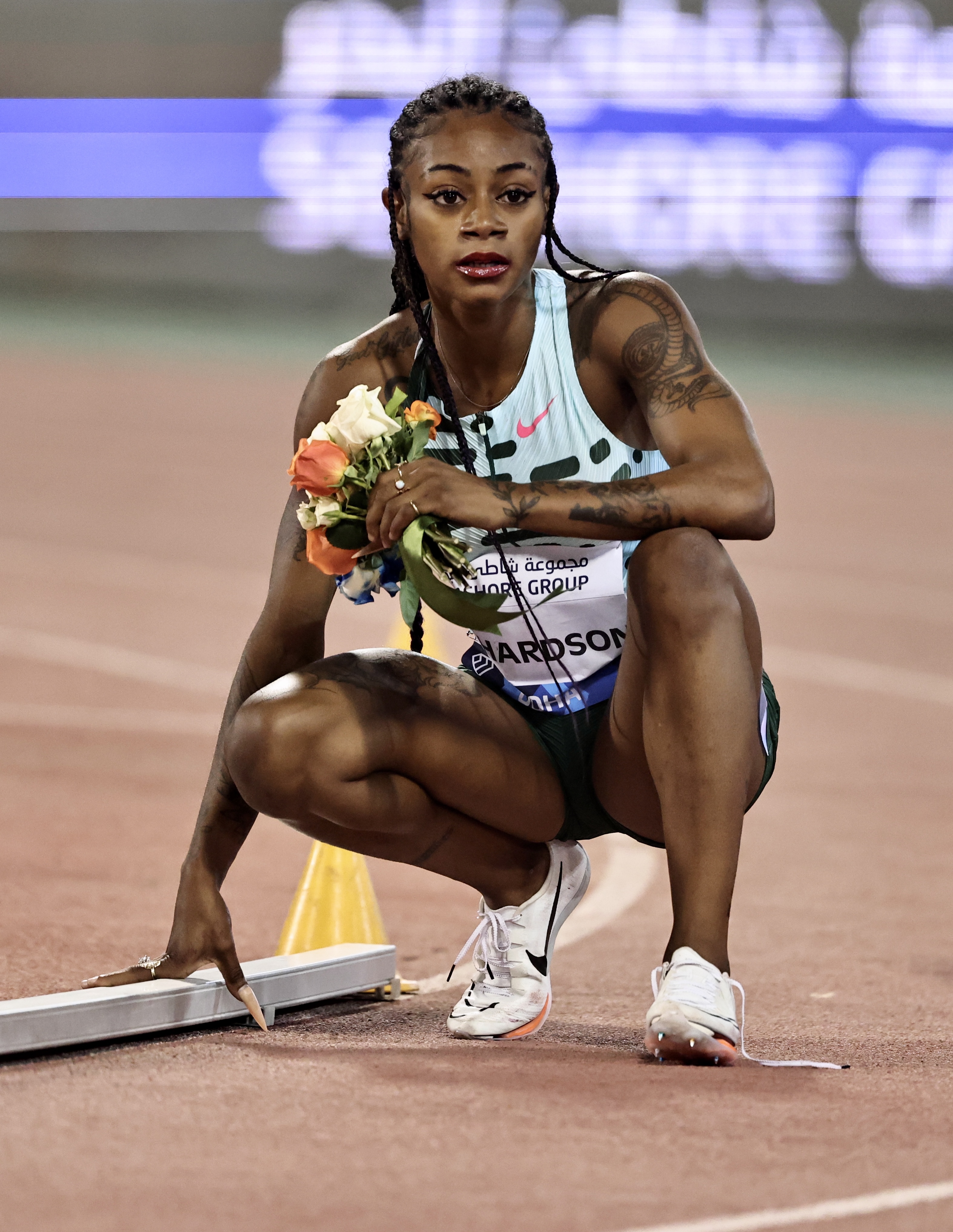 Sha'Carri Richardson wins the Diamond League 100 meters race on May 5, 2023, in Doha, Qatar. | Source: Getty Images