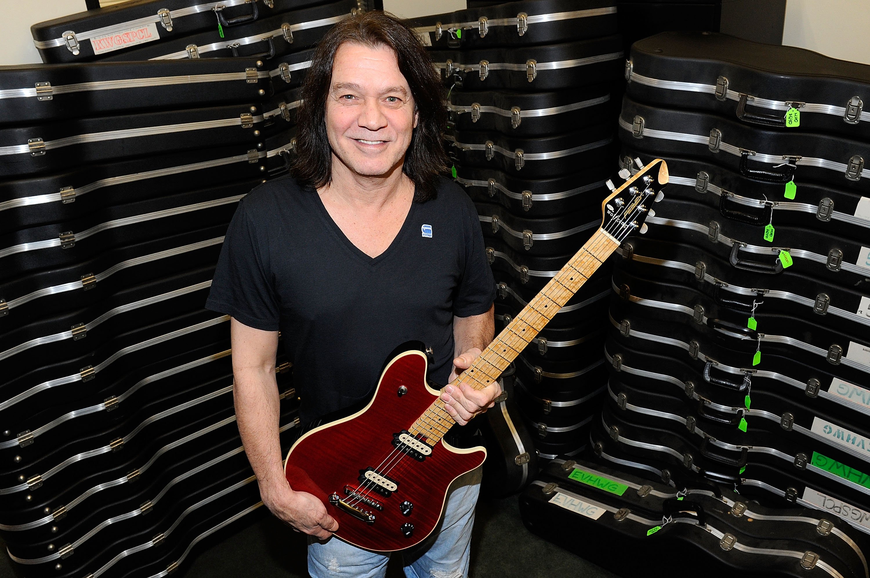 Eddie Van Halen donates 75 electric guitars from his personal collection to The Mr. Holland's Opus Foundation, on January 9, 2012 in Studio City, California | Source: Getty Images