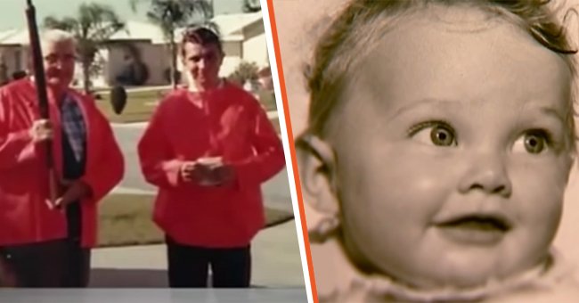 [Left] A teenage Dave Hickman with his grandfather; [Right] A baby Roseann Wayne. │Source: youtube.com/CBS Mornings