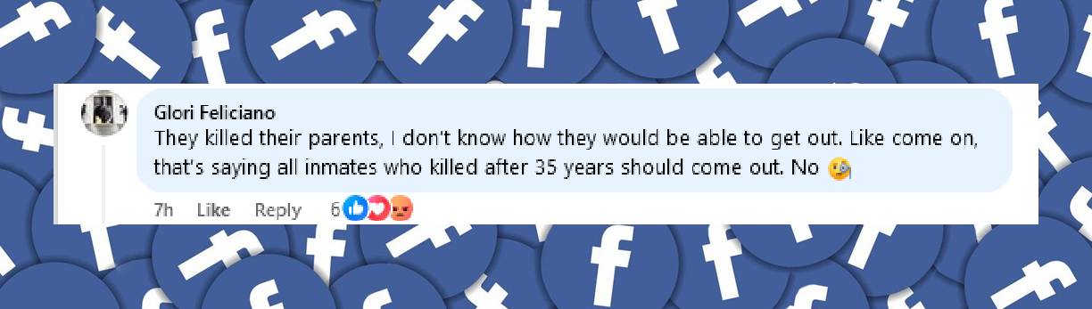 A user reacts to recommended sentence change for the Menendez brothers, from a post dated October 24, 2024 | Source: Facebook/ABCNews