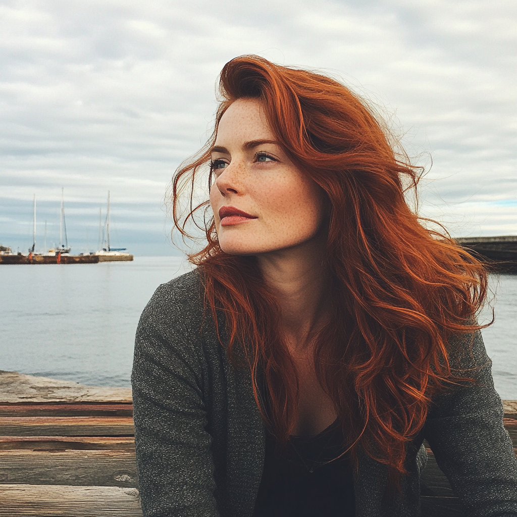 A woman sitting at the docks | Source: Midjourney