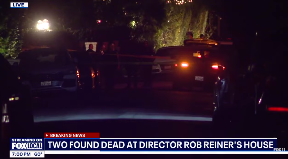 Police presence seen outside Rob and Michele Reiner's residence in Brentwood, posted on December 15, 2025. | Source: YouTube/FOX 11 Los Angeles