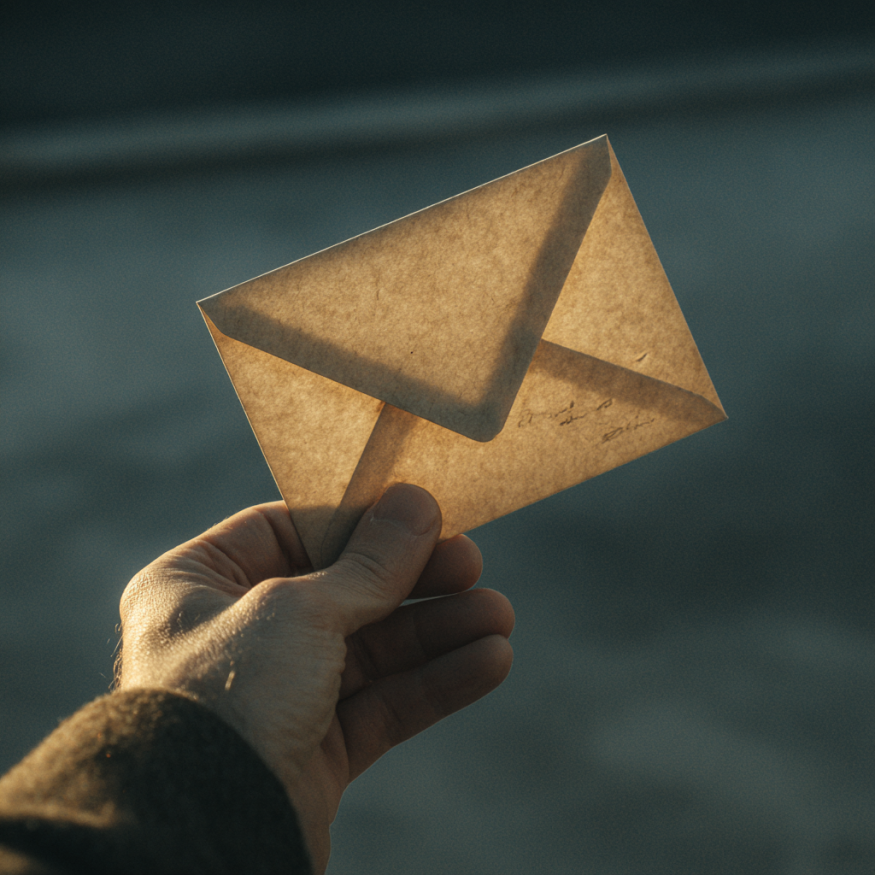 A hand holding an envelope | Source: Midjourney