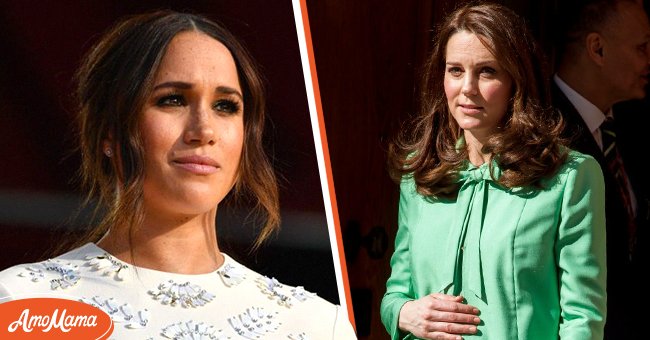 Meghan Markle at Global Citizen Live on September 25 2021 in New York City [Left] Kate Middleton on March 21 2018 in London, England [Right] | Source: Getty Images
