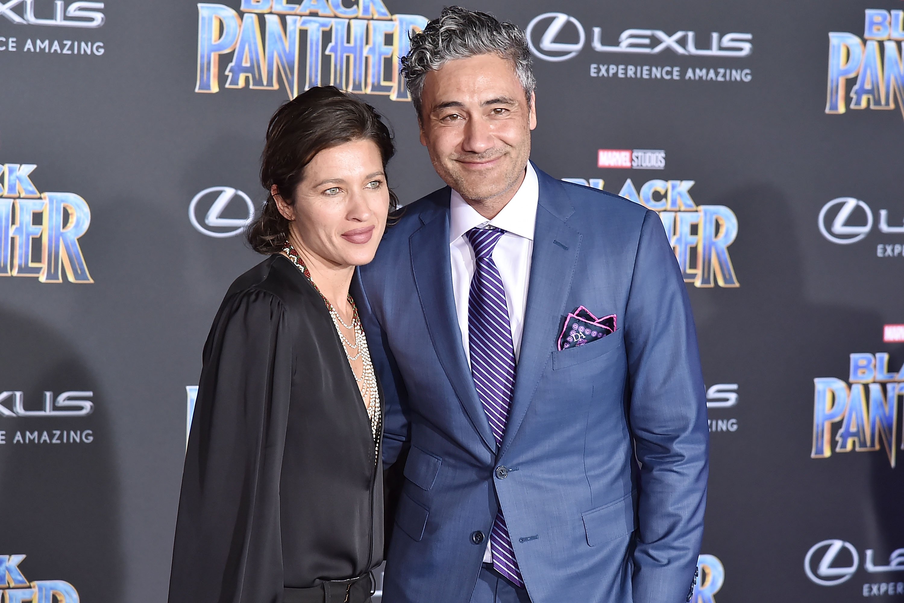 Taika Waititi and Chelsea Winstanley attend the Premiere Of Disney And Marvel's "Black Panther" on January 29, 2018, in Hollywood, California. | Source: Getty Images