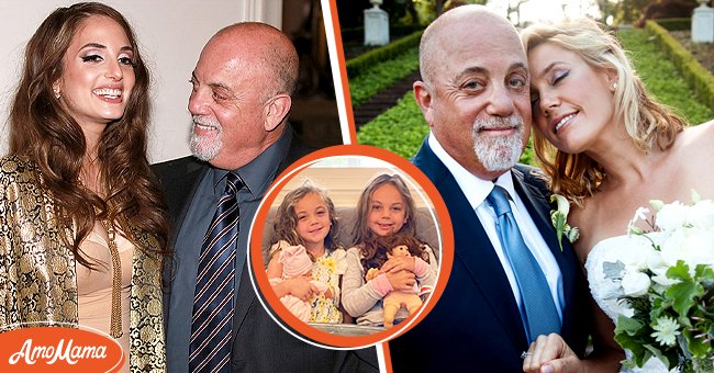 (L) Musician Billy Joel with his daughter Alex Ray Joel at Cafe Carlyle on October 29, 2015 in New York City. (M) Billy Joel's younger daughters Della and Remy. (R) Billy Joel and Alexis Roderick on their wedding day on July 4, 2015 in Long Island. / Source: Getty Images and Instagram/@billyjoel