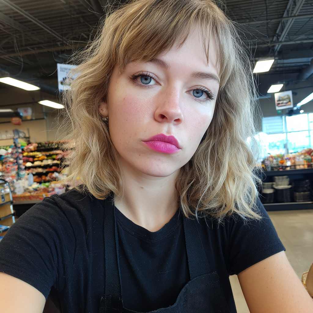 An annoyed cashier | Source: Midjourney