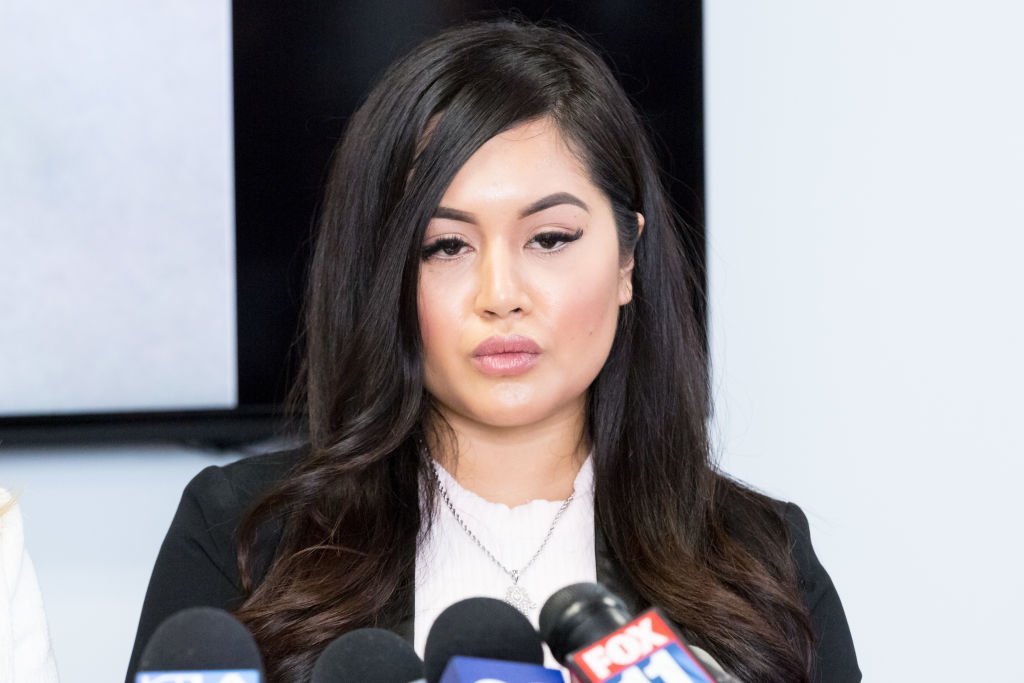 Andrea Buera, who is accusing Trey Songz of assaulting her, speaks during a press conference with her attorney Lisa Bloom at The Bloom Firm | Photo: Getty Images