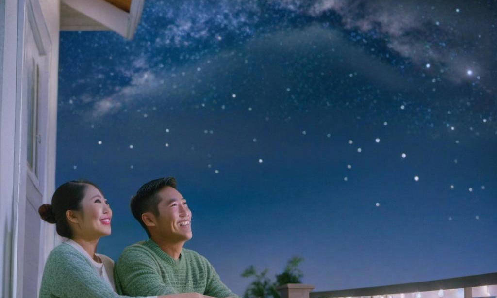 Rachel and James watching the stars, feeling a renewed sense of hope and commitment | Source: Midjourney