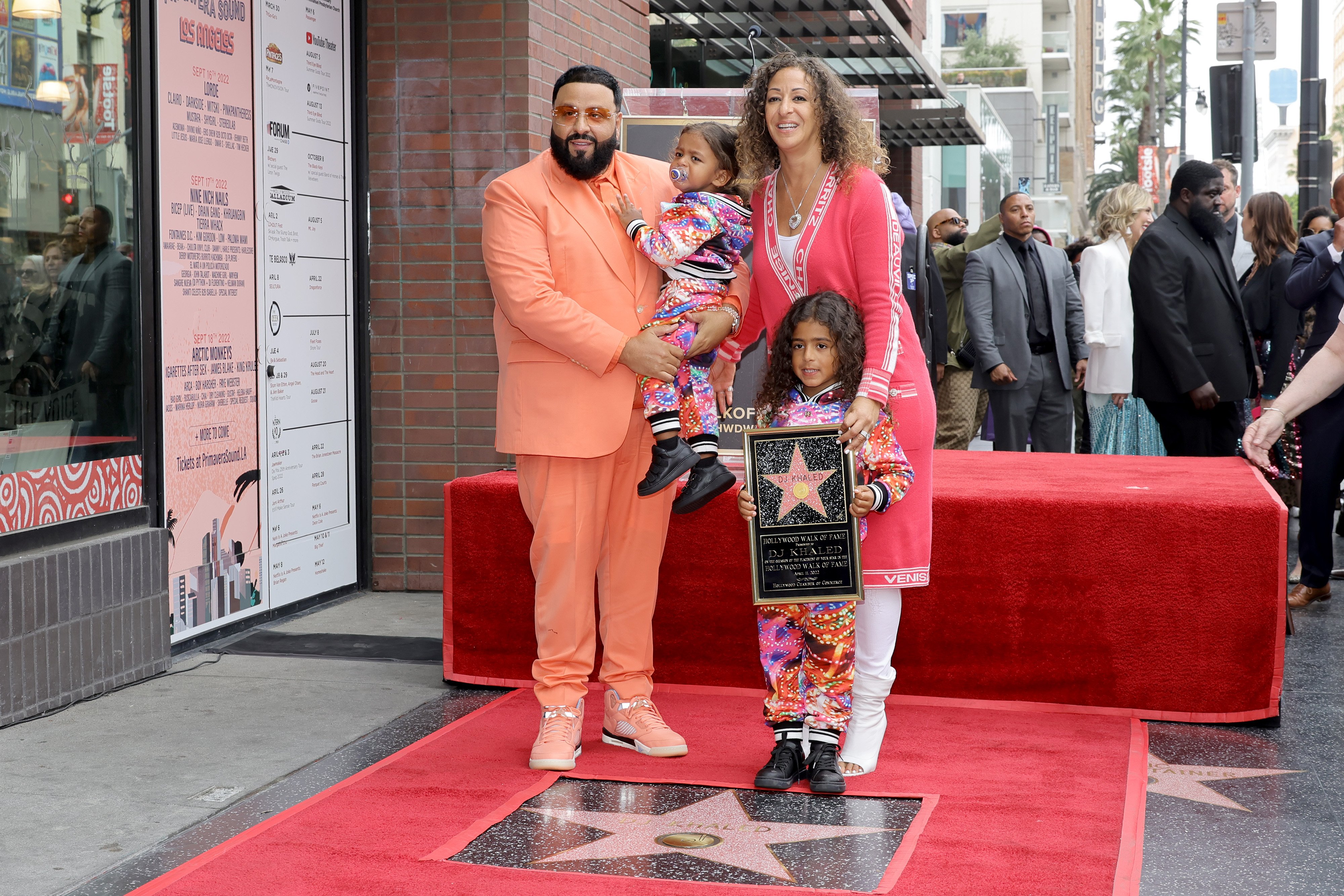 DJ Khaled, Aalam Khaled, Nicole Tuck and Asahd Tuck Khaled attend the Hollywood Walk of Fame Star Ceremony for DJ Khaled on April 11, 2022 in Hollywood, California. | Source: Getty Images