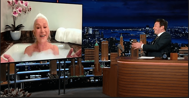 Helen Mirren appears on "The Tonight Show" in her bathtub | Source: YouTube/TheTonightShow