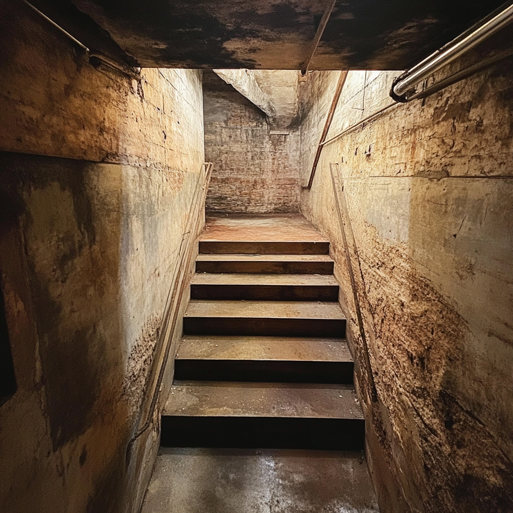 A staircase leading down into the basement of a building | Source: Midjourney