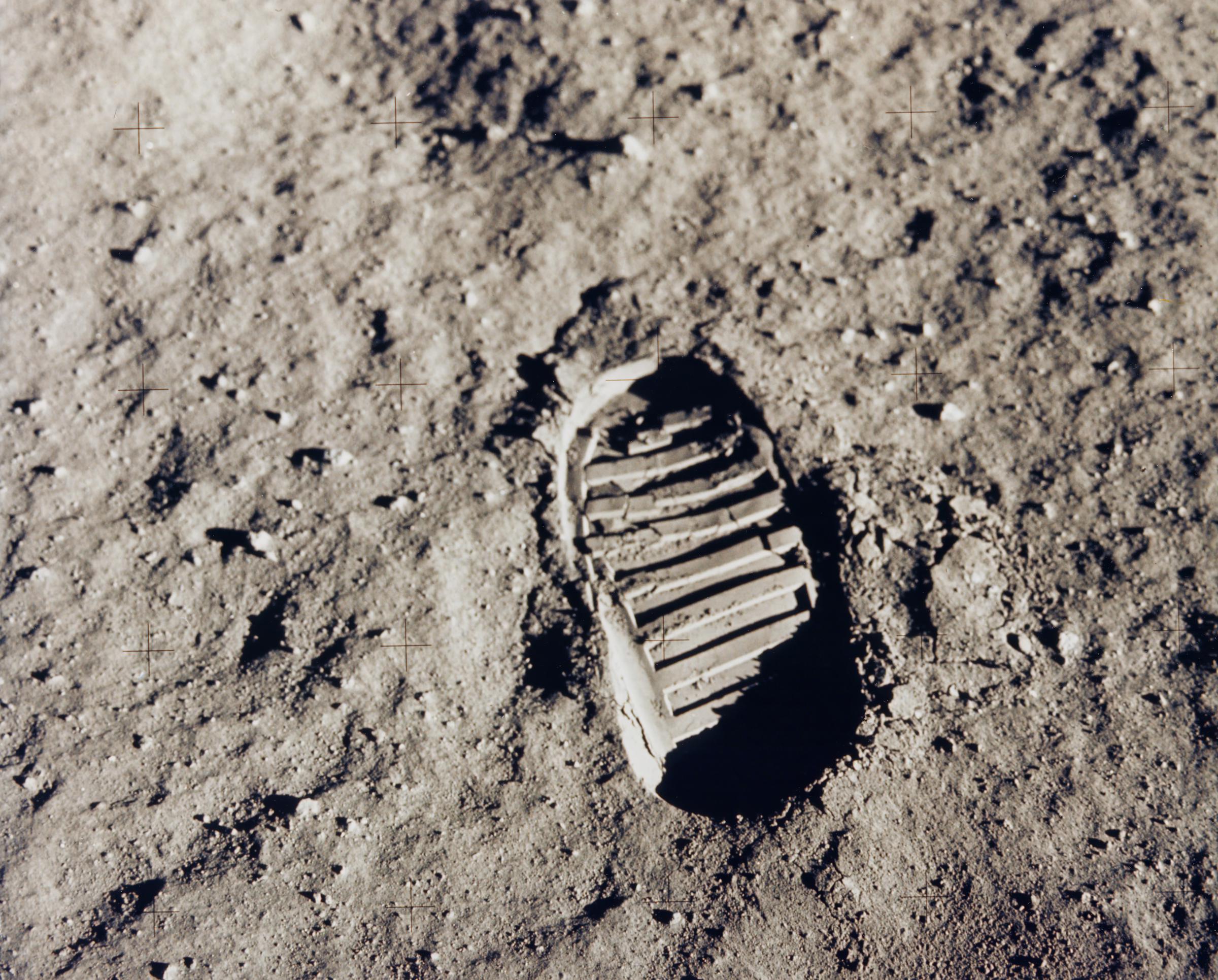 The first footprint on the Moon during the Apollo 11 mission in July 1969. | Source: Getty Images